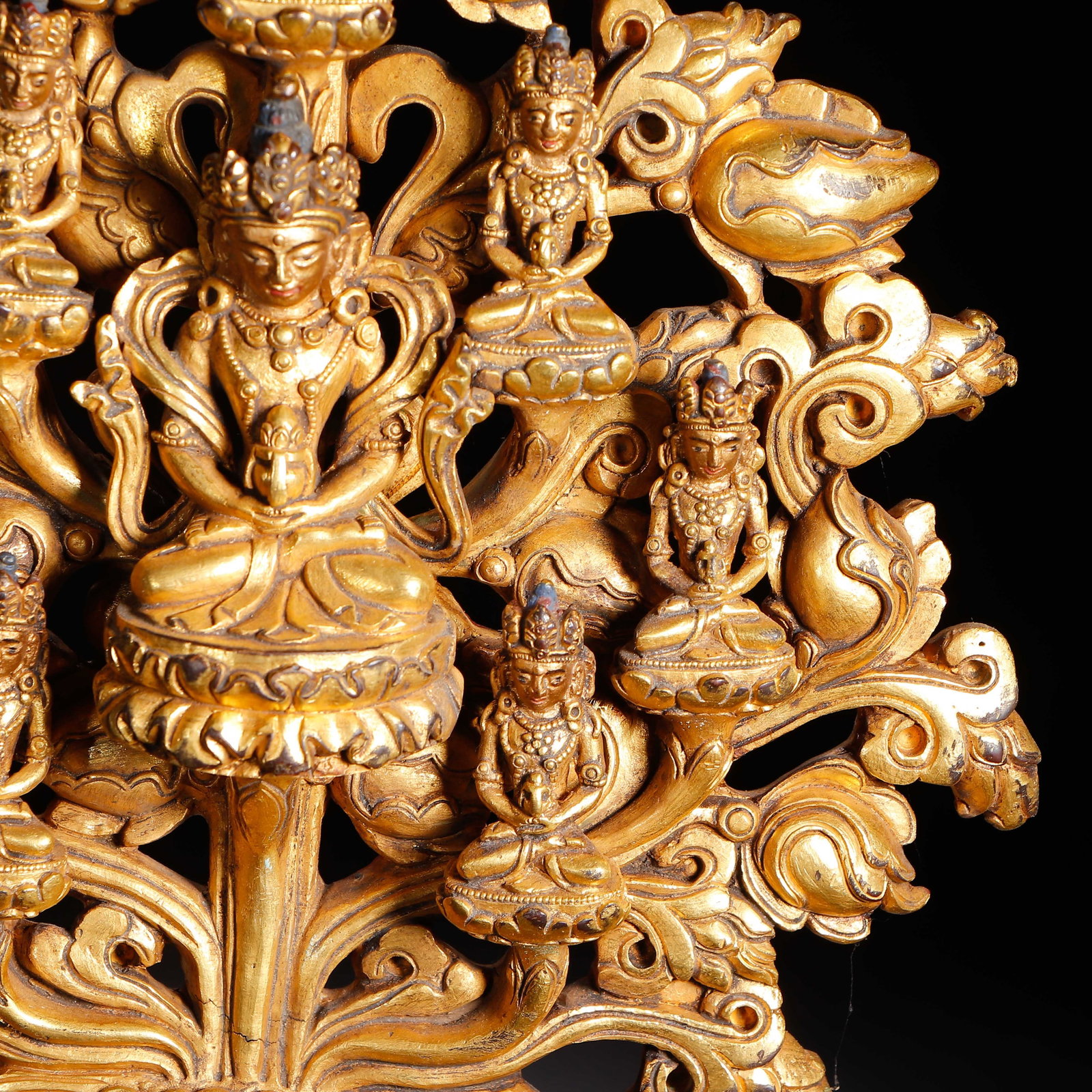 A CHINESE GILT-BRONZE BUDDHIST TREE STATUE - 4