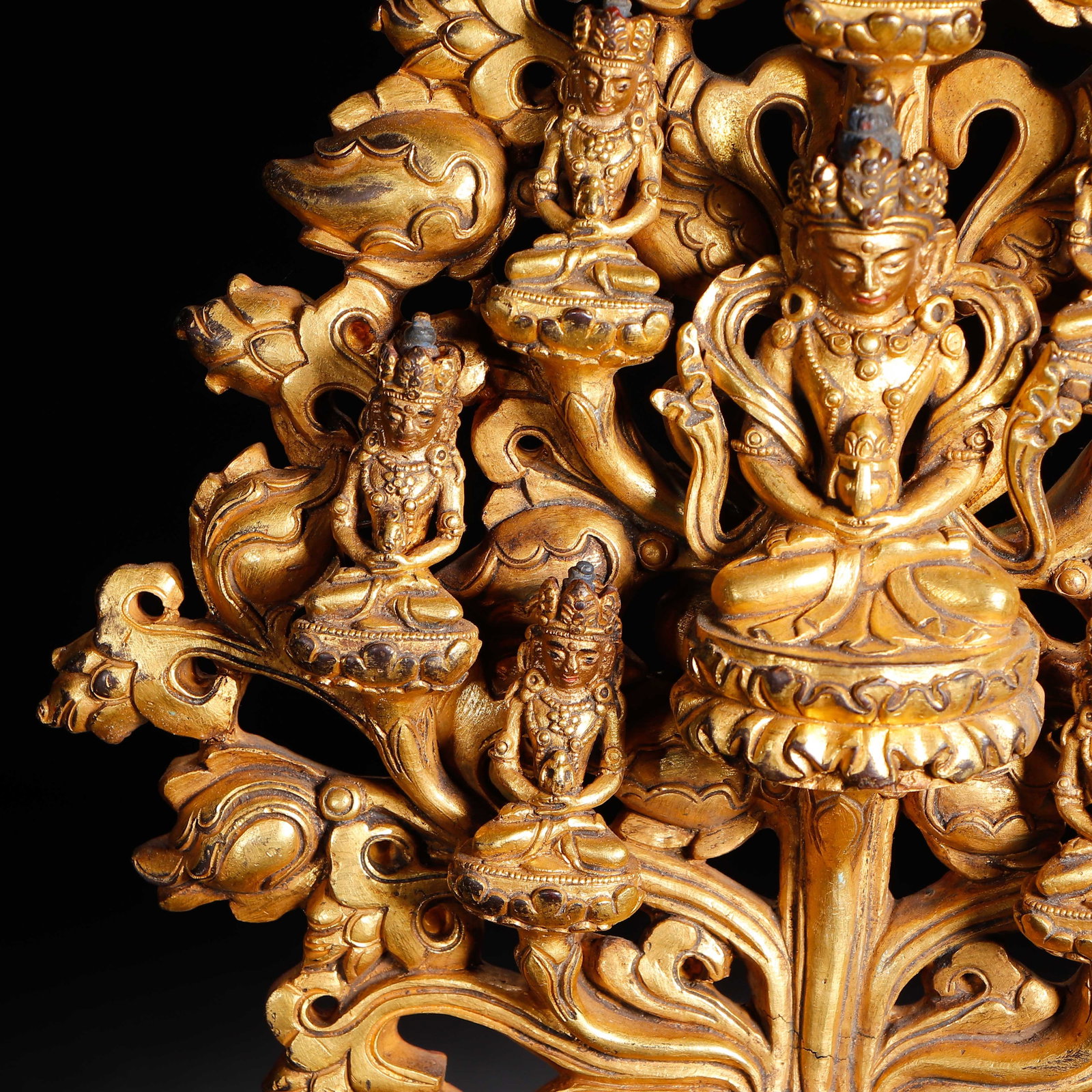A CHINESE GILT-BRONZE BUDDHIST TREE STATUE - 5