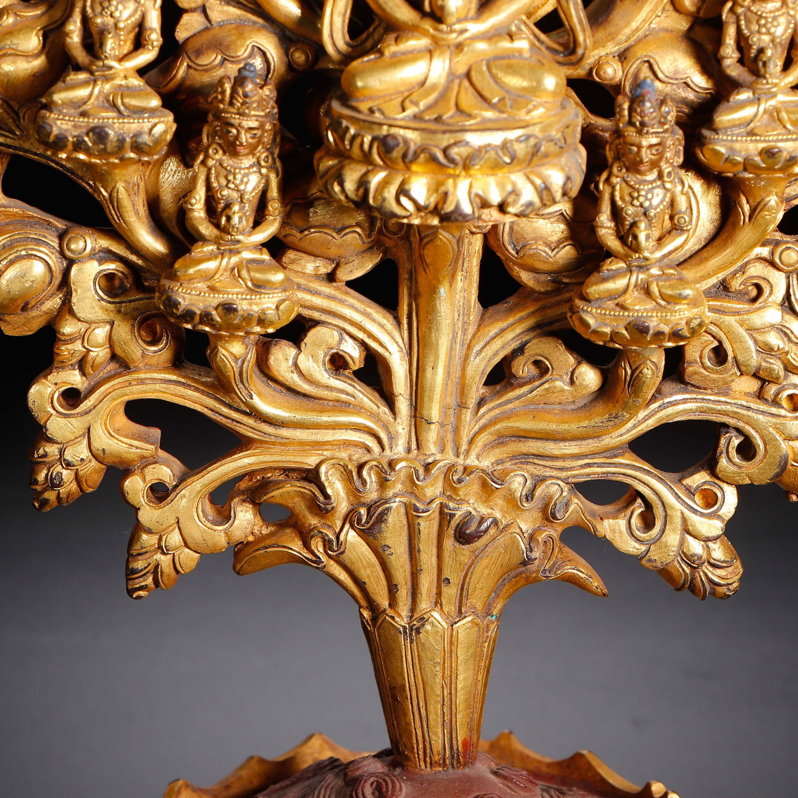 A CHINESE GILT-BRONZE BUDDHIST TREE STATUE - 6