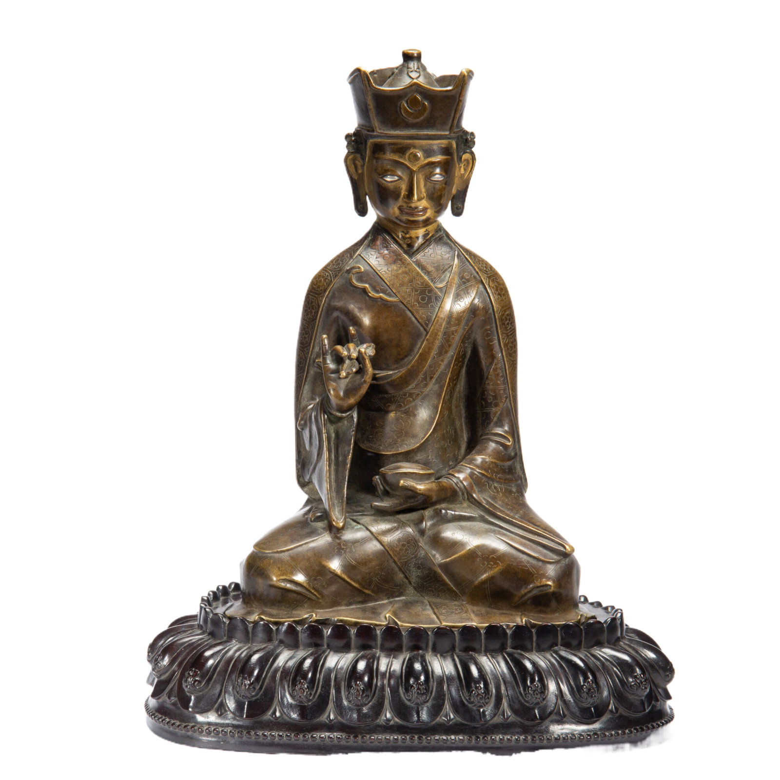 Chinese Bronze Seated Buddhist Master Statue: Chinese Bronze Seated Buddhist Master Statue (35 x 26 x 43cm,Weight 10680g)
