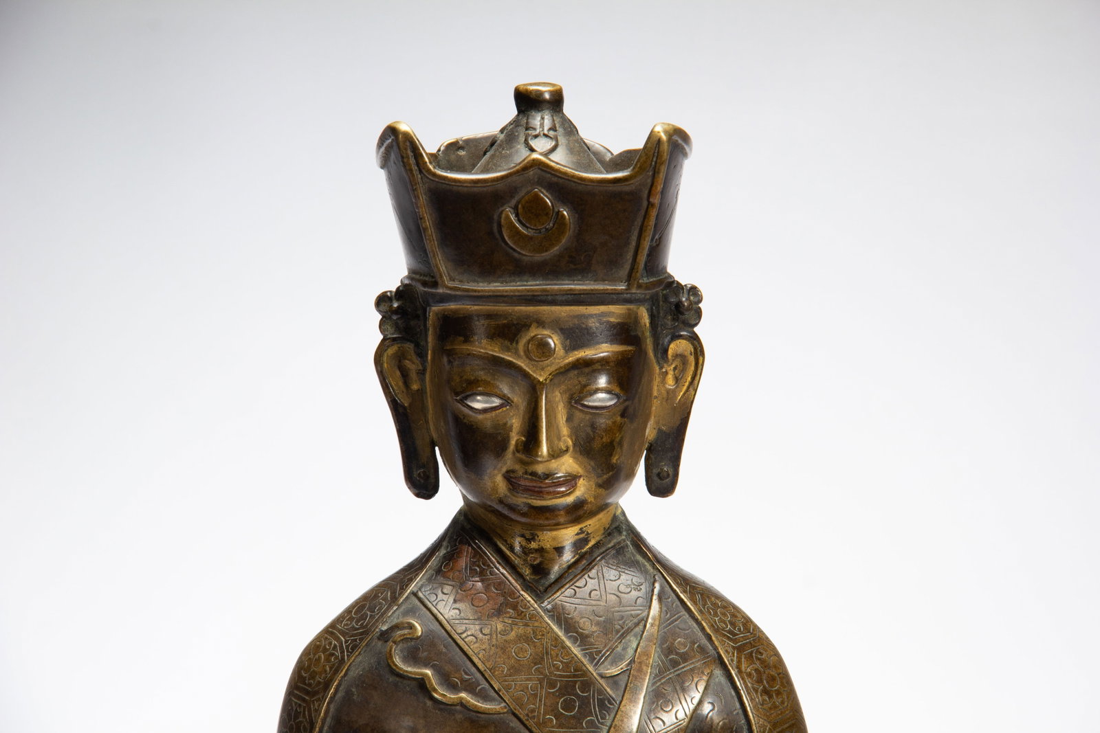 Chinese Bronze Seated Buddhist Master Statue - 2