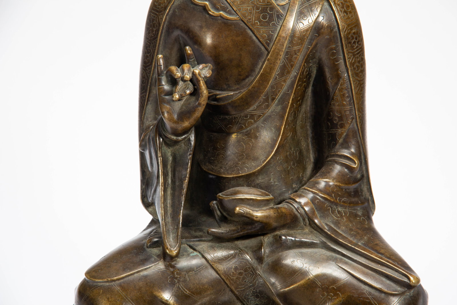Chinese Bronze Seated Buddhist Master Statue - 3