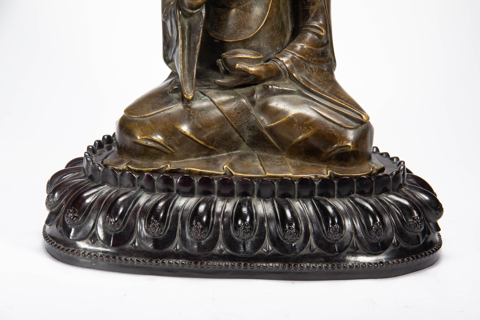Chinese Bronze Seated Buddhist Master Statue - 4
