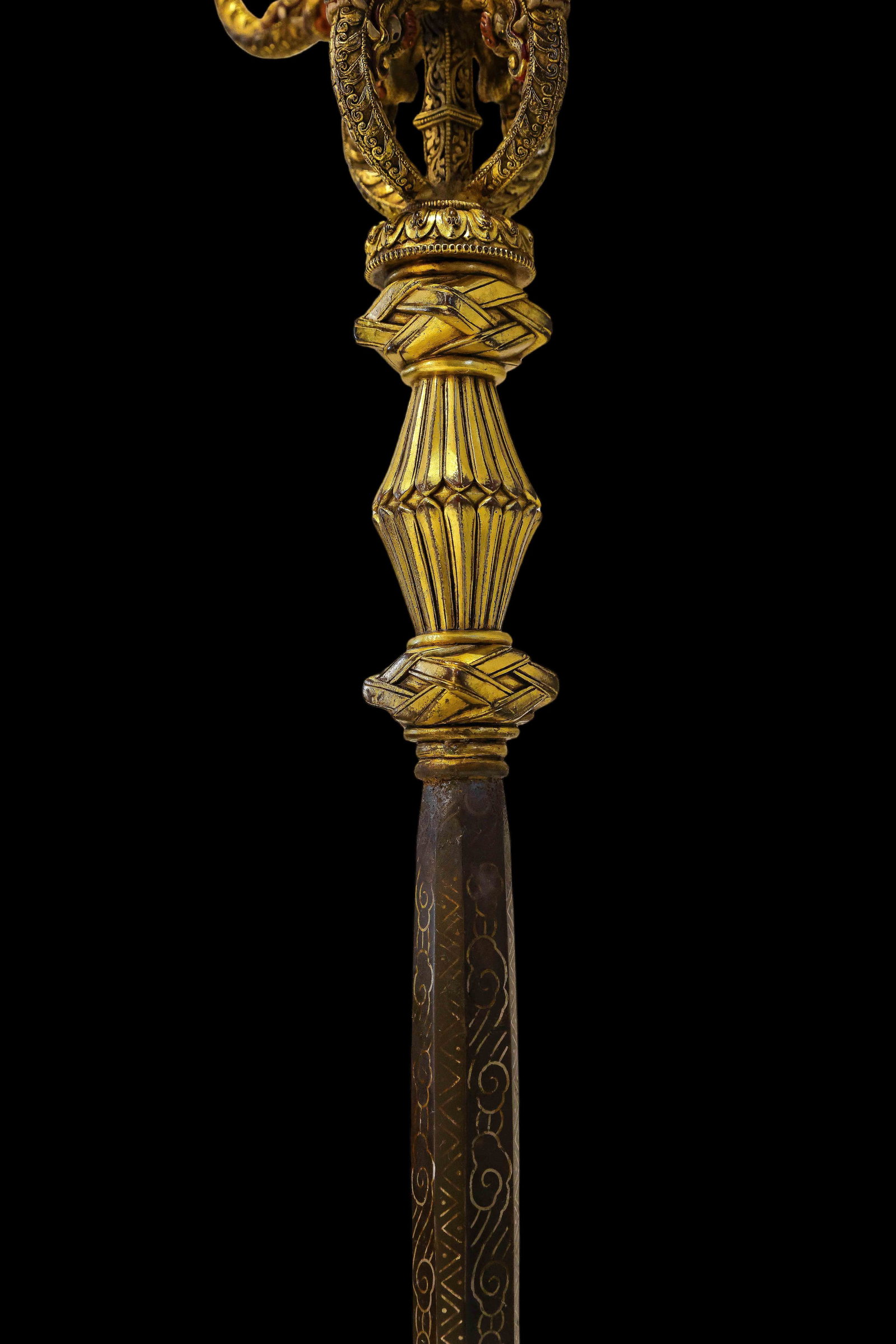 A Chinese Gilt-Bronze Ritual Staff - 13
