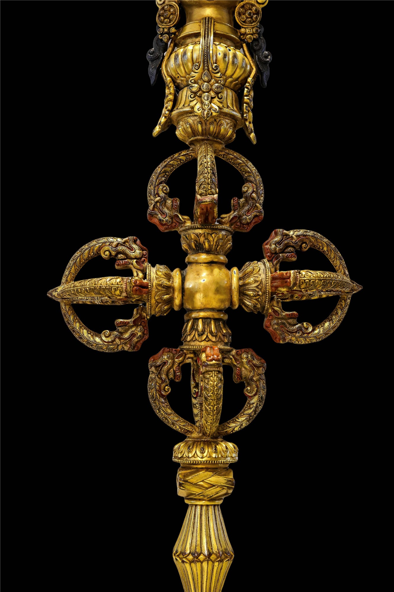 A Chinese Gilt-Bronze Ritual Staff - 4