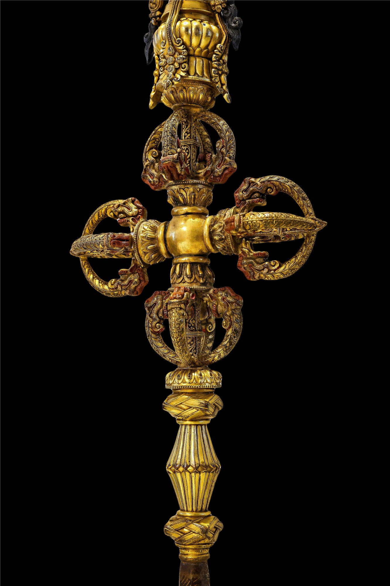 A Chinese Gilt-Bronze Ritual Staff - 7