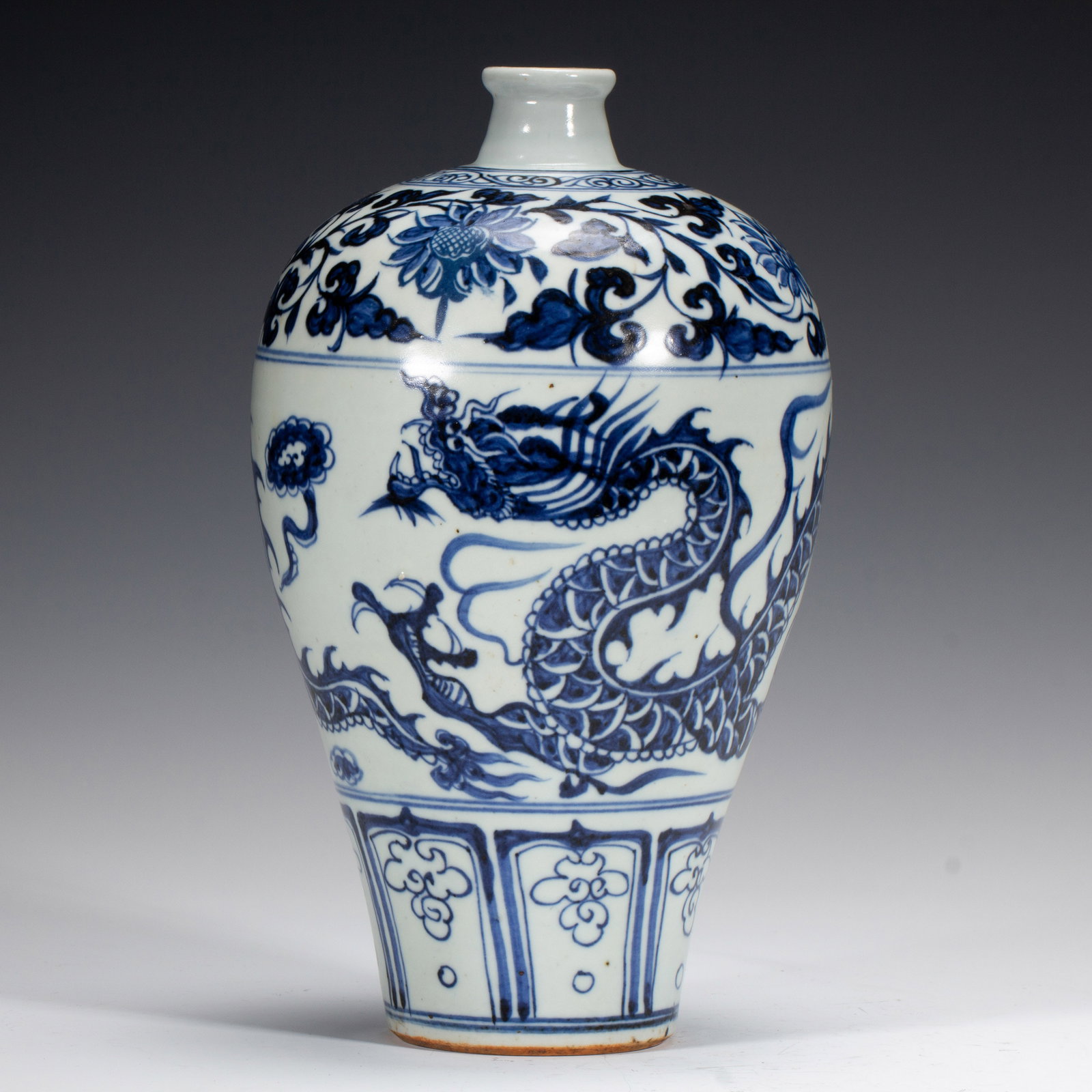 A Chinese Blue and White Dragon Meiping Vase (1 of 10)