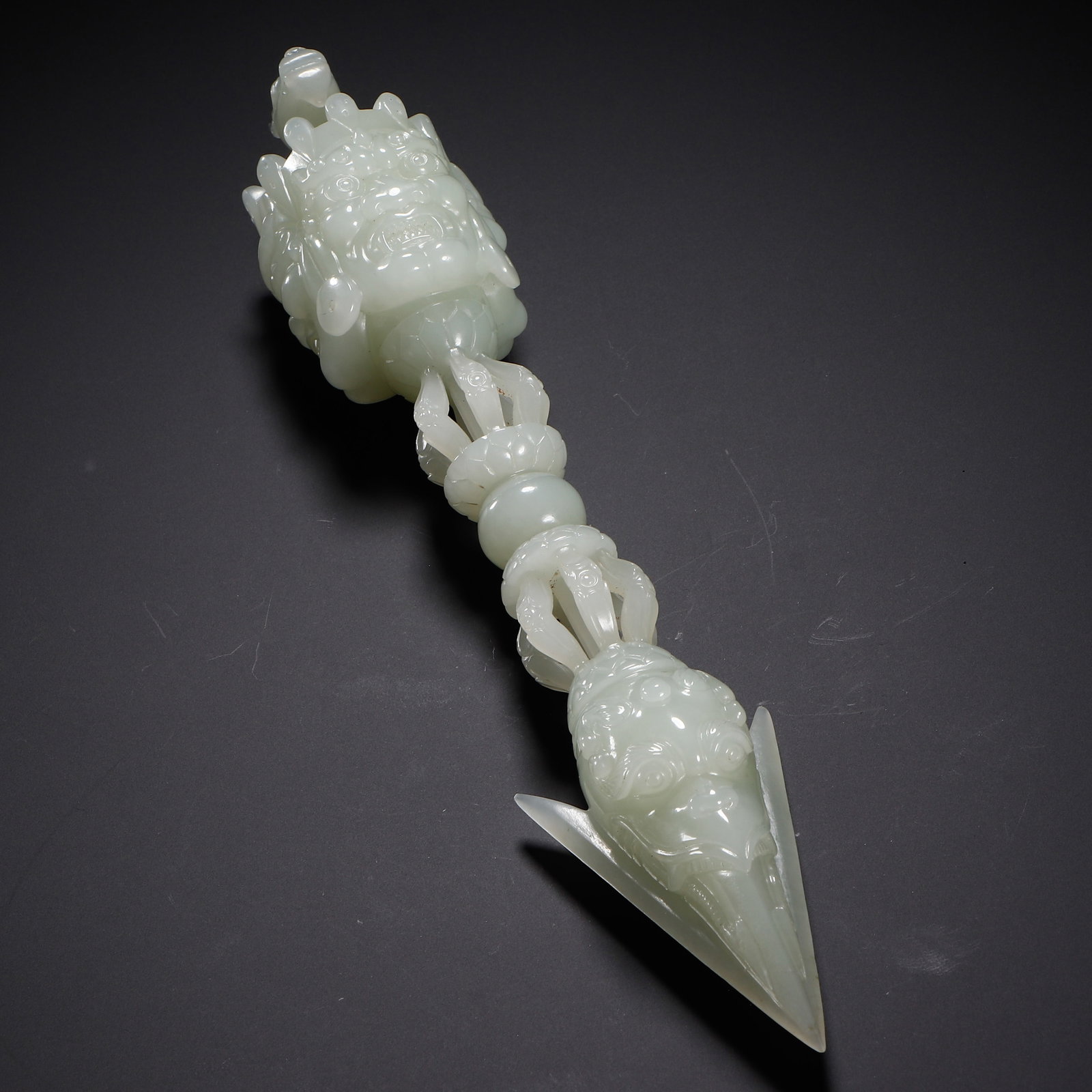 A Chinese Hetian Jade Buddhist Ritual Implement (Phurba) (1 of 9)