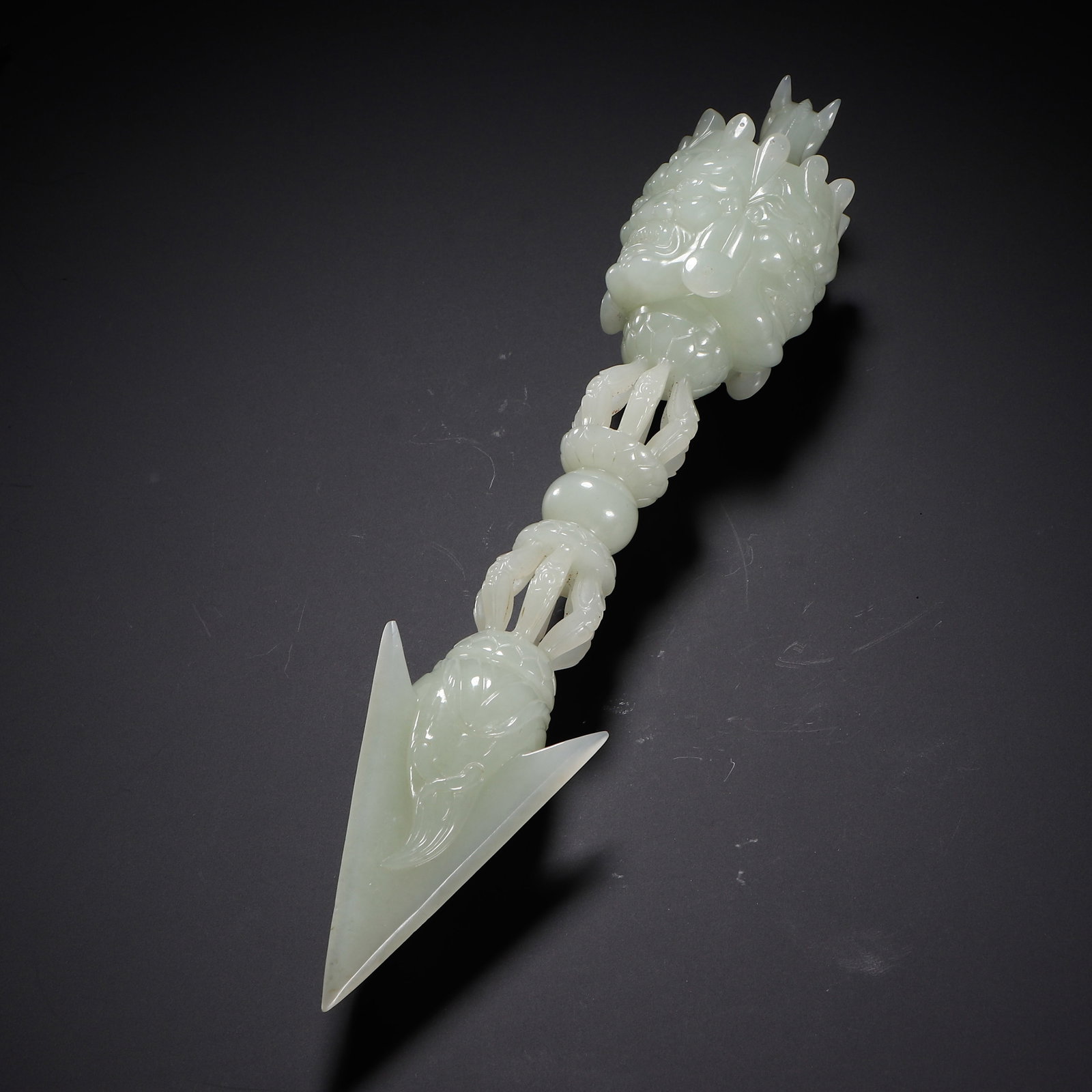 A Chinese Hetian Jade Buddhist Ritual Implement (Phurba) - 5