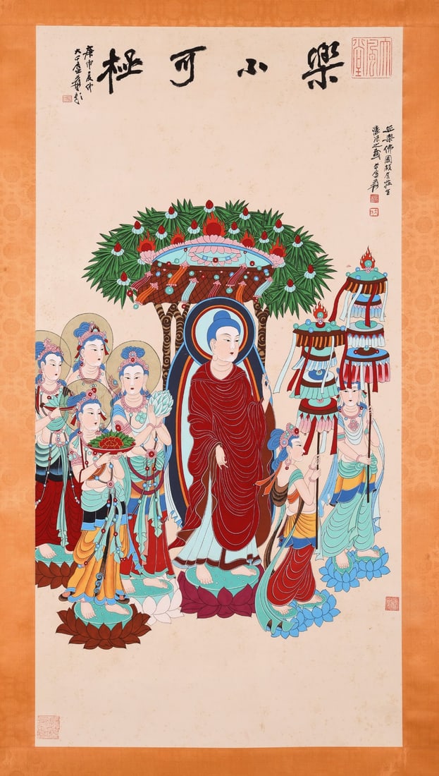 Chinese Drawing Buddha Story Painting,Zhang Daqian Mark: Chinese Drawing Buddha Story Painting,Zhang Daqian Mark (133 x 63cm)