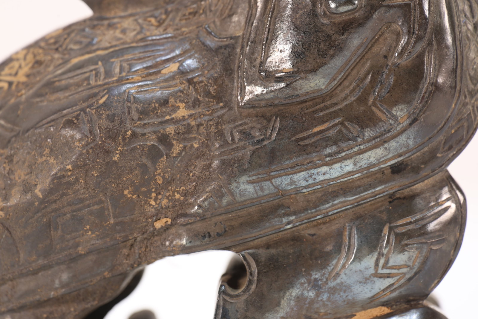 A Jade Carved Beast Face Pattern Bird Shape Figure - 9