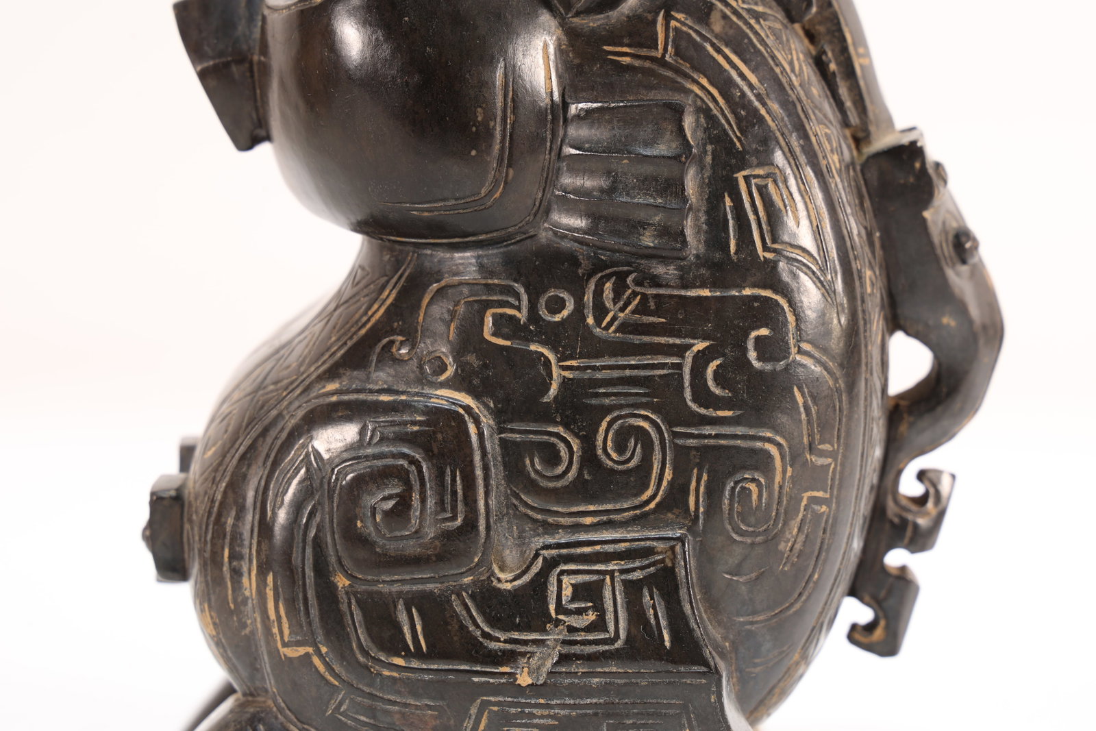 Jade Carved Beast Face Pattern Bird Shape Figure - 7
