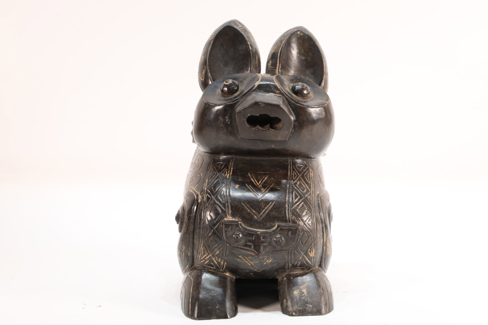 Jade Carved Beast Face Pattern Bird Shape Figure - 8
