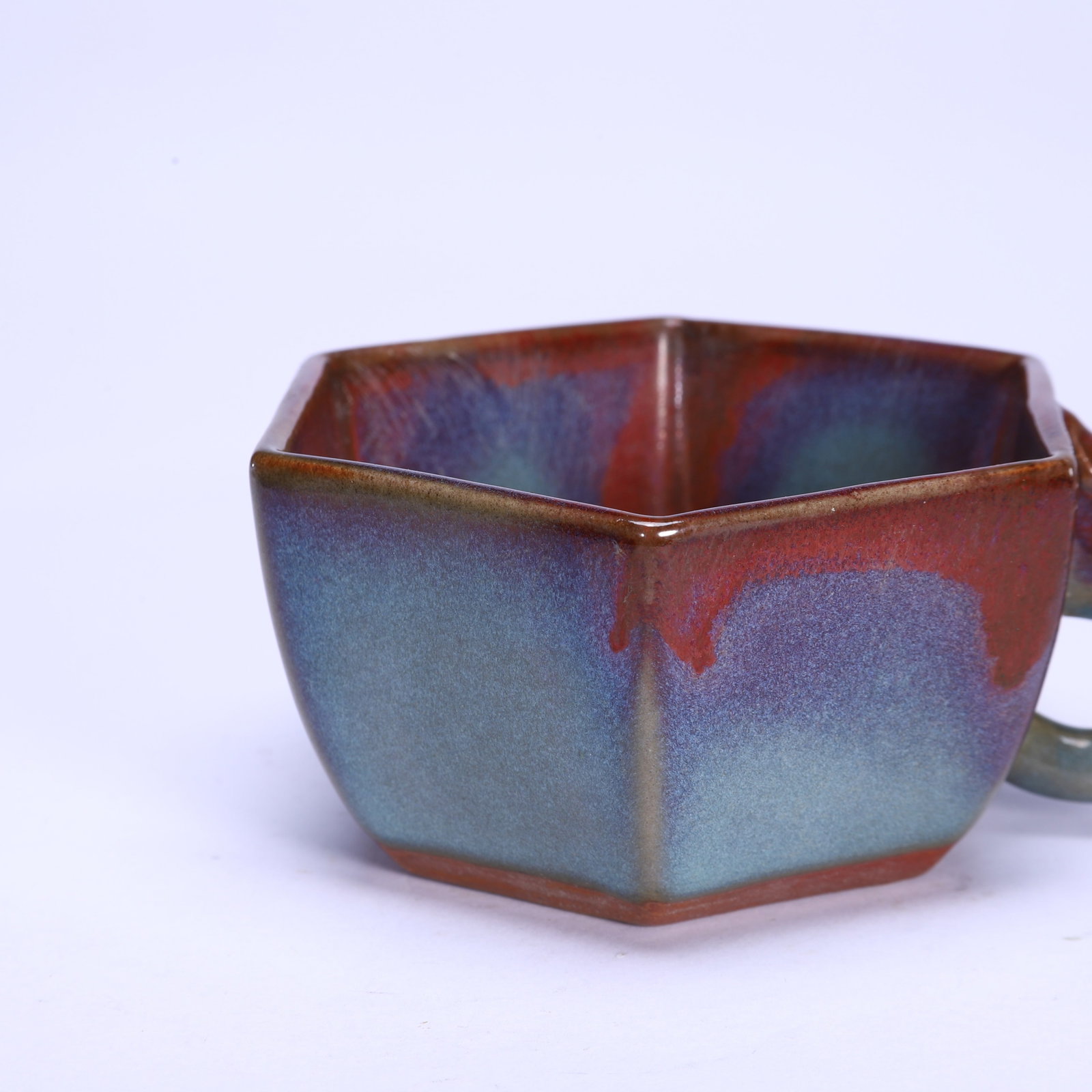 A Chinese Junyao Dragon-Handle Hexagonal Cup - 4