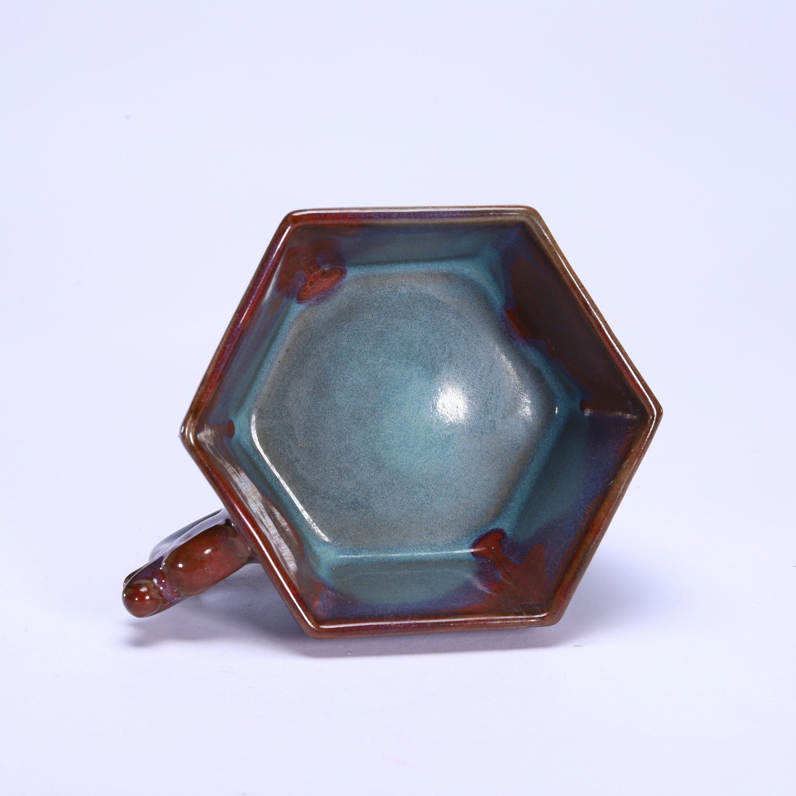 A Chinese Junyao Dragon-Handle Hexagonal Cup - 8