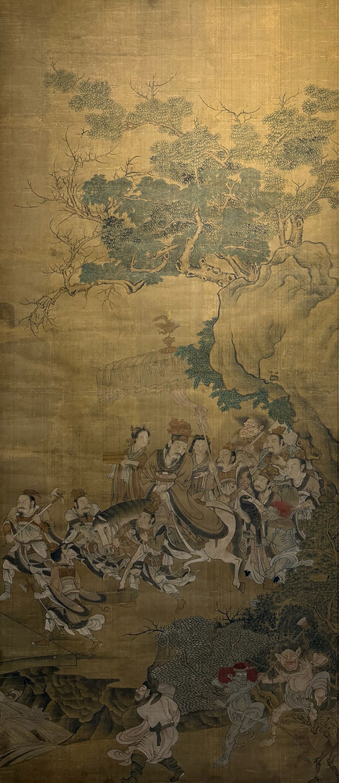 Anonymous mark, Chinese Figure Story painting, Ink and Color on Silk, Hanging Scroll: Anonymous mark, Chinese Figure Story painting, Ink and Color on Silk, Hanging Scroll (191 x 79cm)