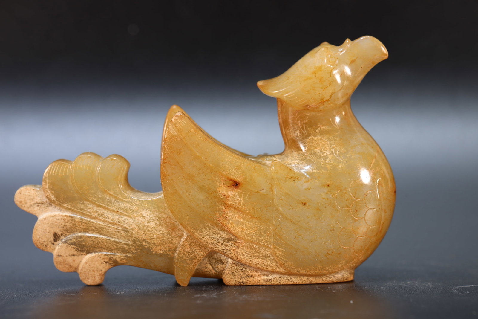 A Jade Carved Cloud Pattern Bird Shape Ornament (1 of 9)