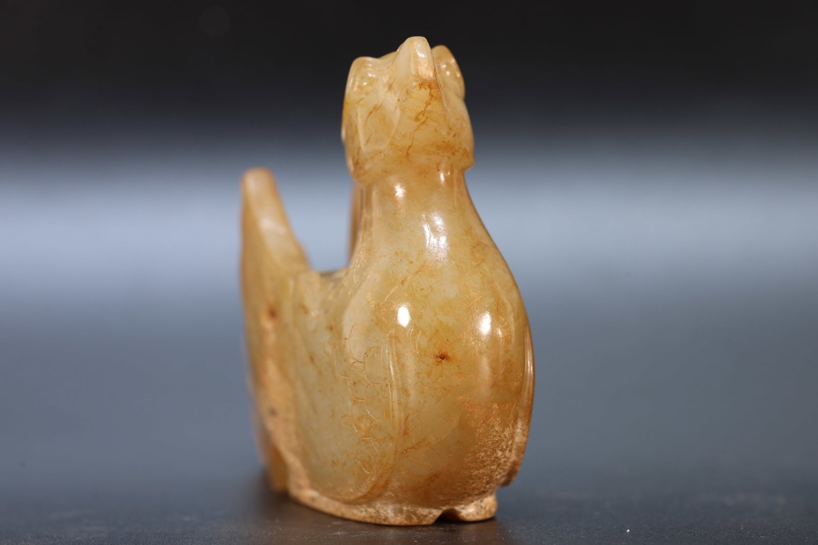 A Jade Carved Cloud Pattern Bird Shape Ornament - 4