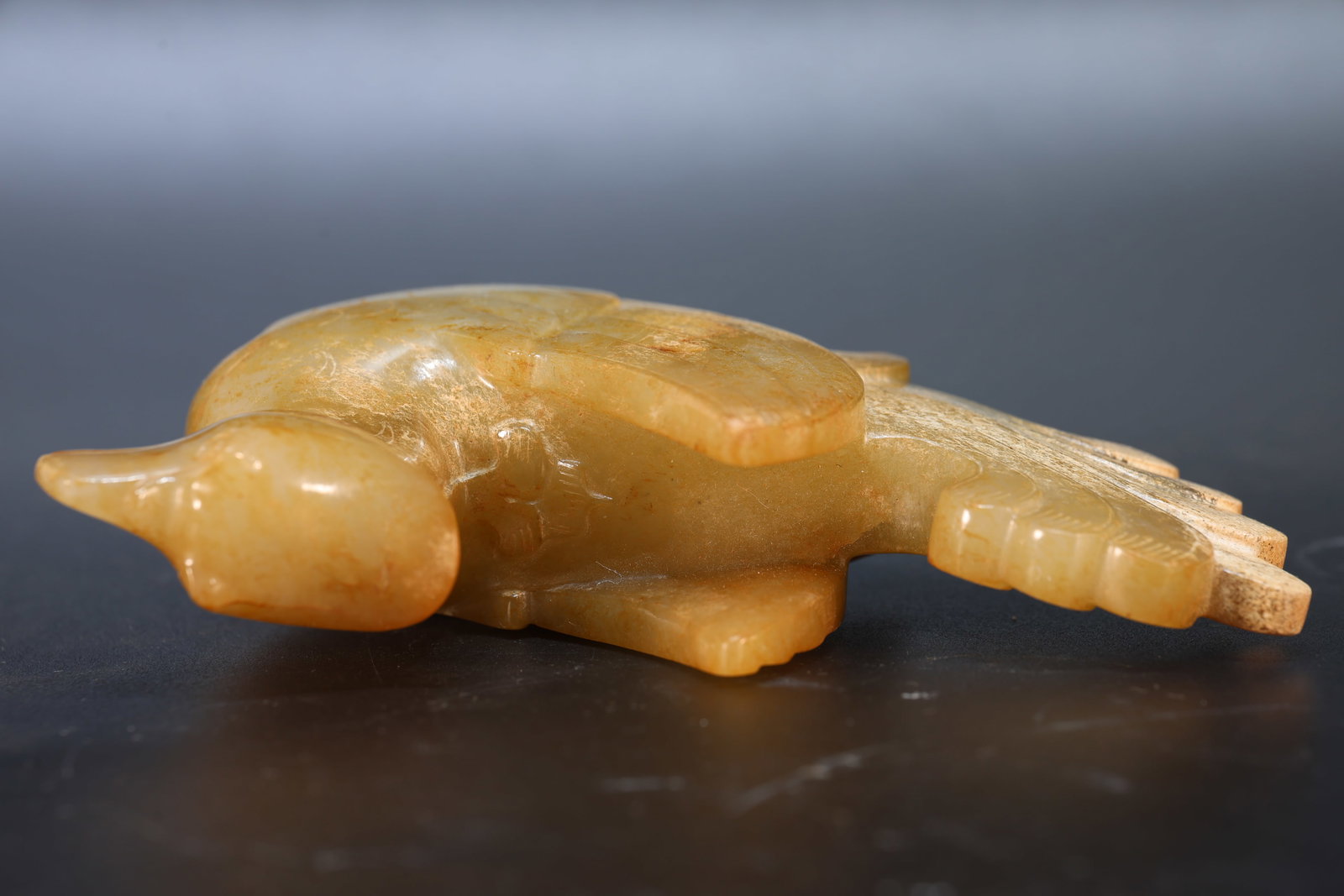 A Jade Carved Cloud Pattern Bird Shape Ornament - 8