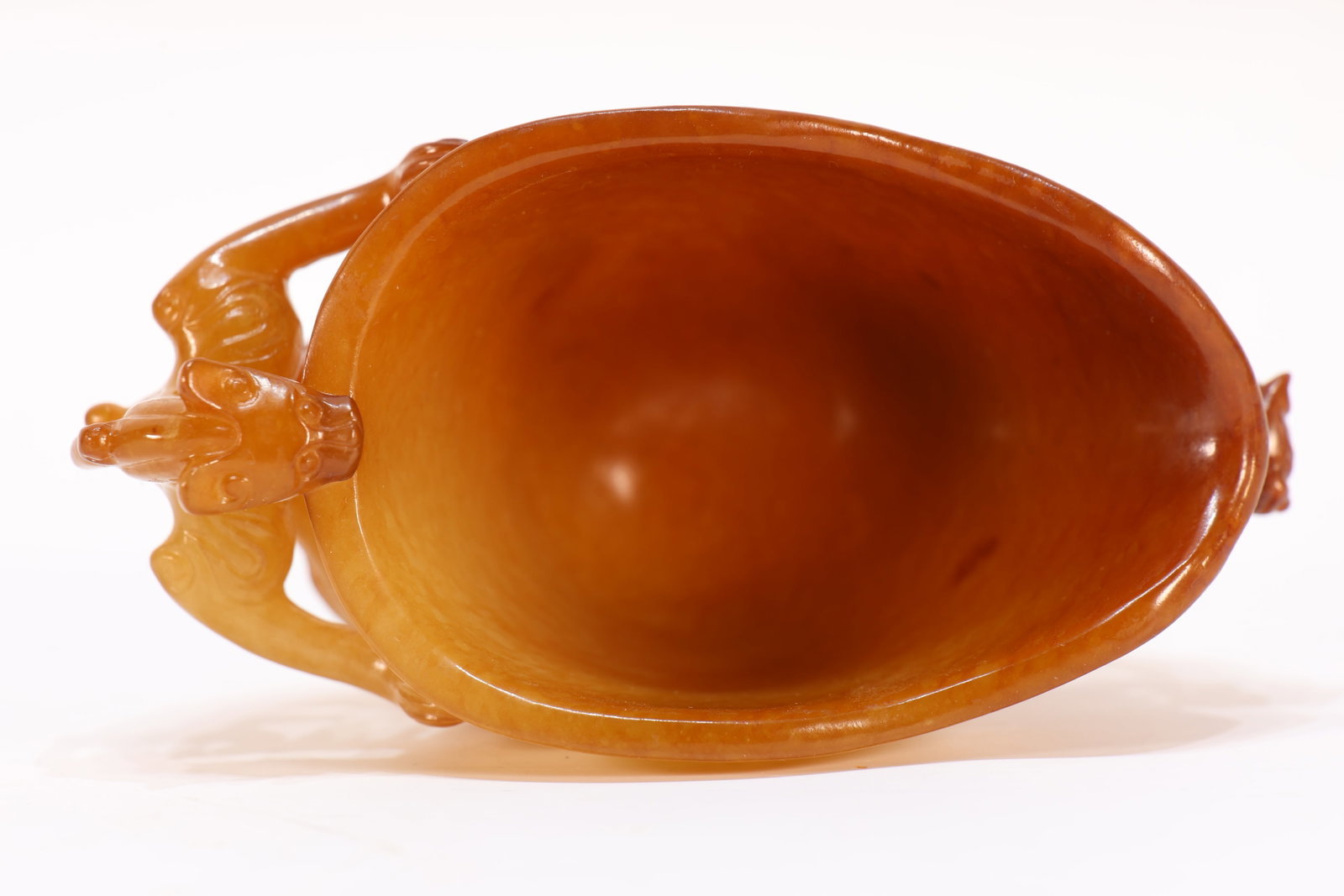 A Jade Carved Double Chi Dragon Ears Cup - 3
