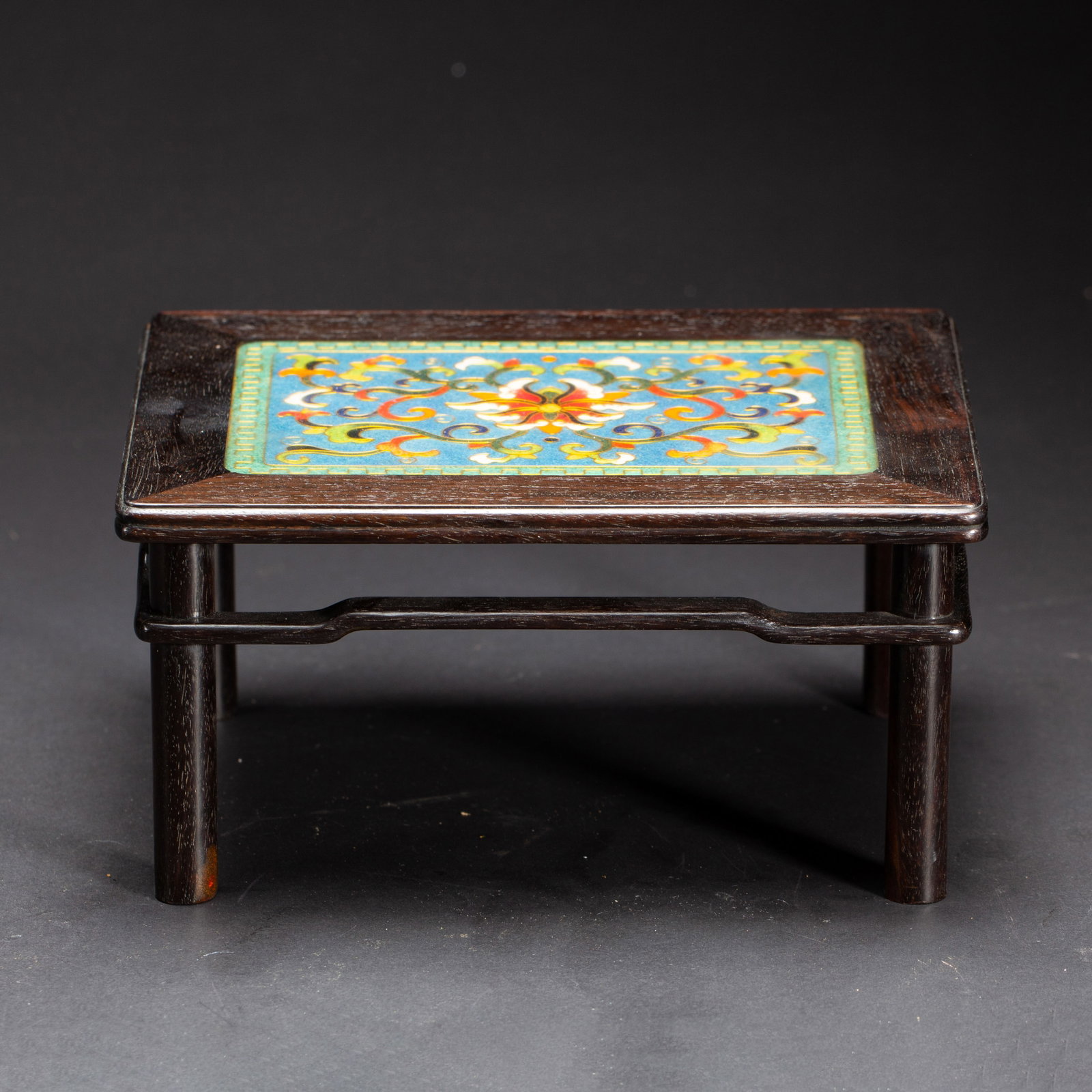 Chinese Zitan Cloisonné Inlaid Table Stand (1 of 8)