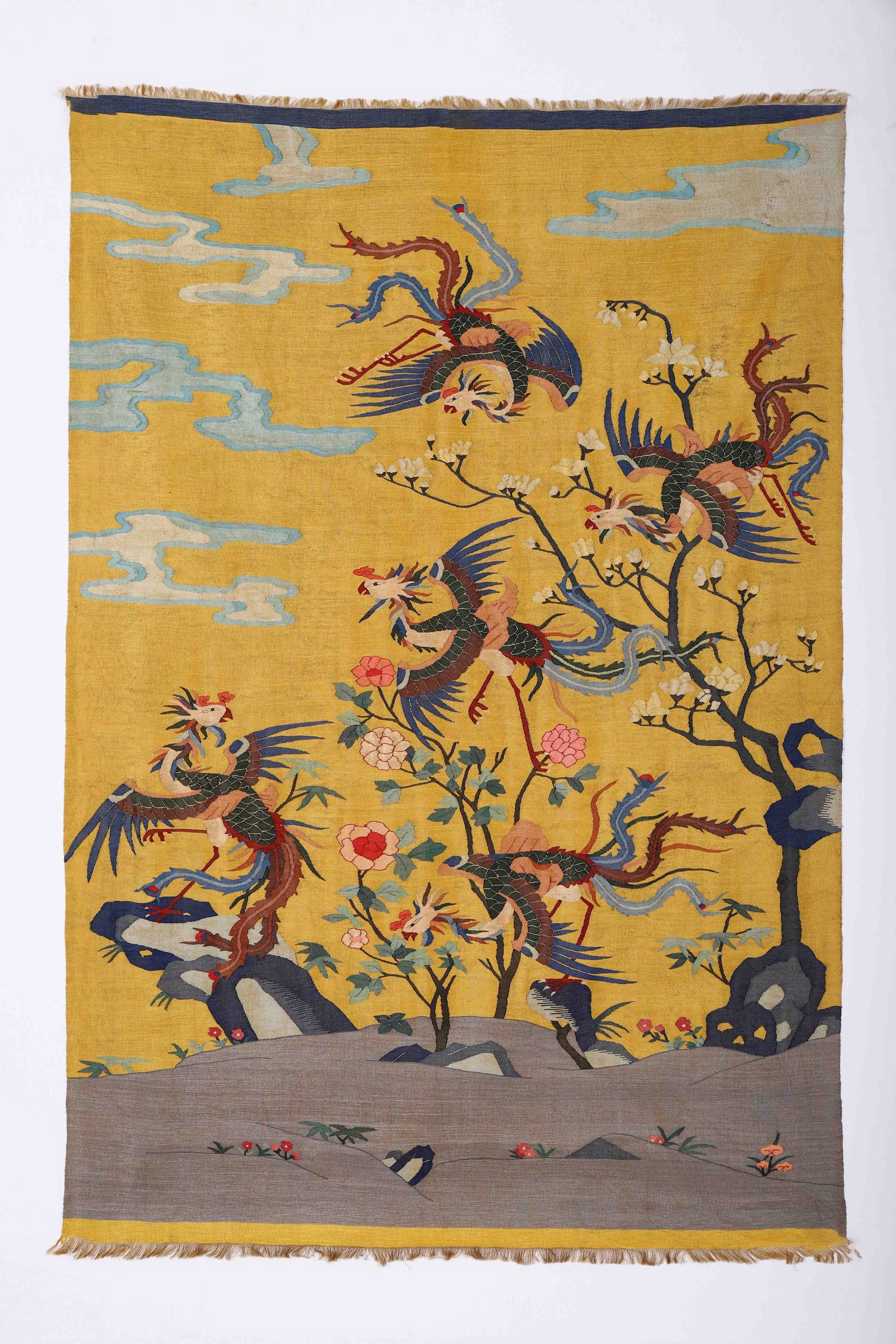 A Chinese Kesi “Five Phoenixes” Tapestry: A Chinese Kesi “Five Phoenixes” Tapestry (100 x 67cm)