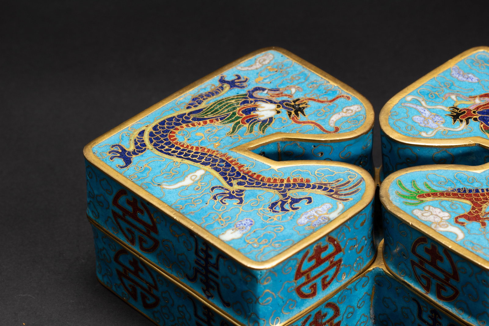 Chinese CloisonnÃ© Enamel Dragon Box - 2