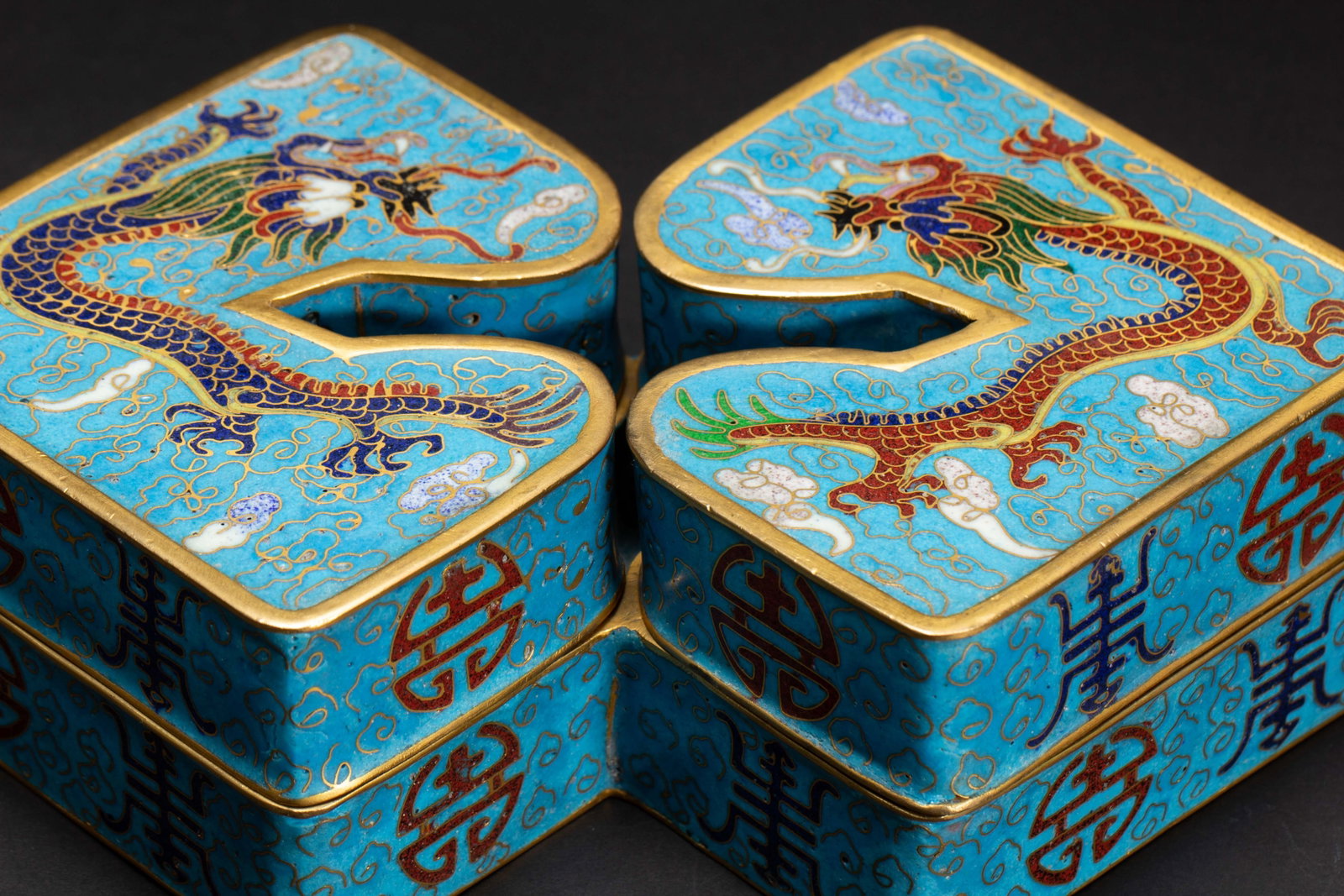 Chinese CloisonnÃ© Enamel Dragon Box - 3