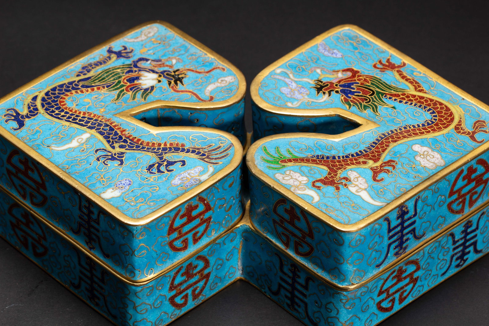 Chinese CloisonnÃ© Enamel Dragon Box - 5