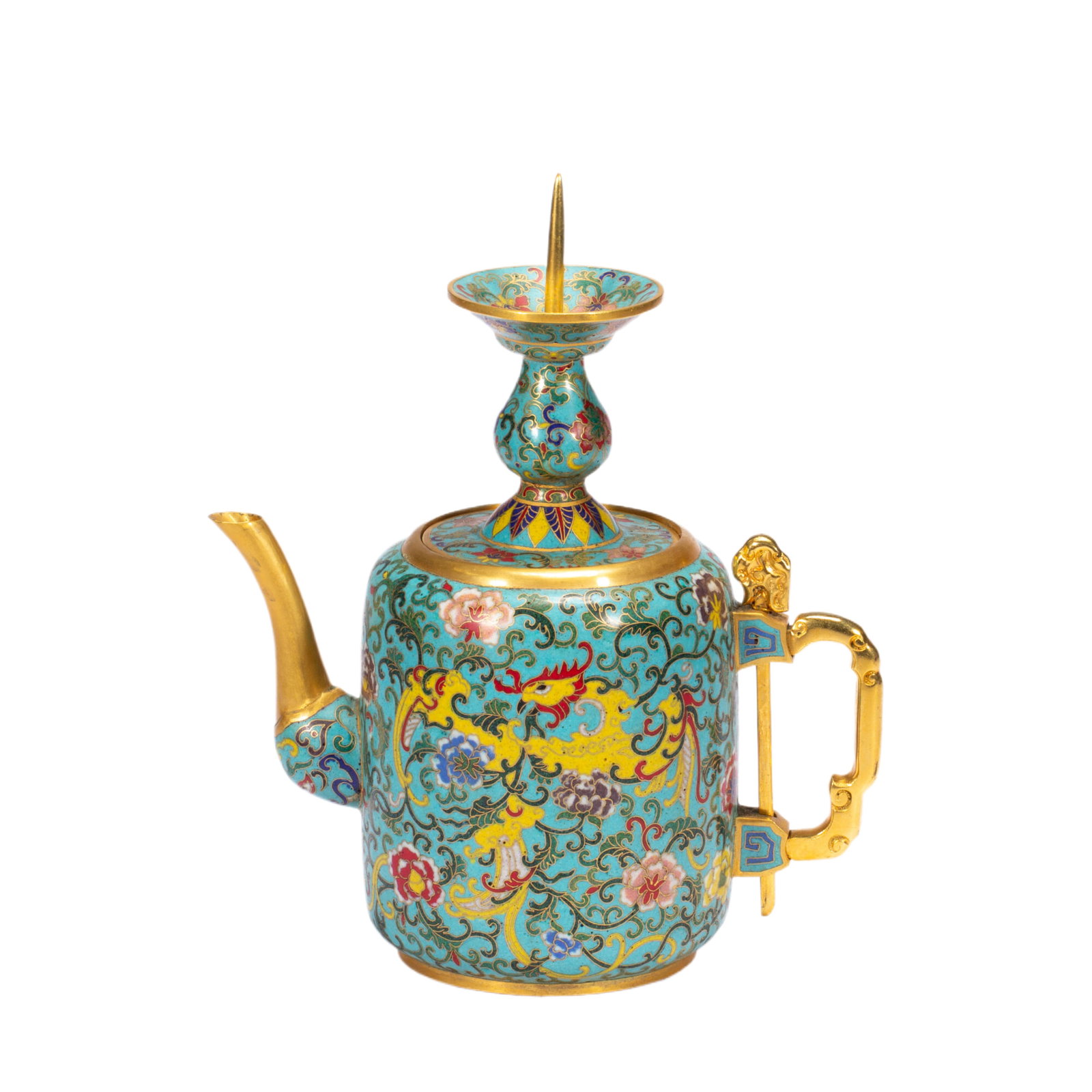 A Chinese Cloisonné Enamel Teapot: A Chinese Cloisonné Enamel Teapot (18 x 10 x 22.5cm,Weight 900g)