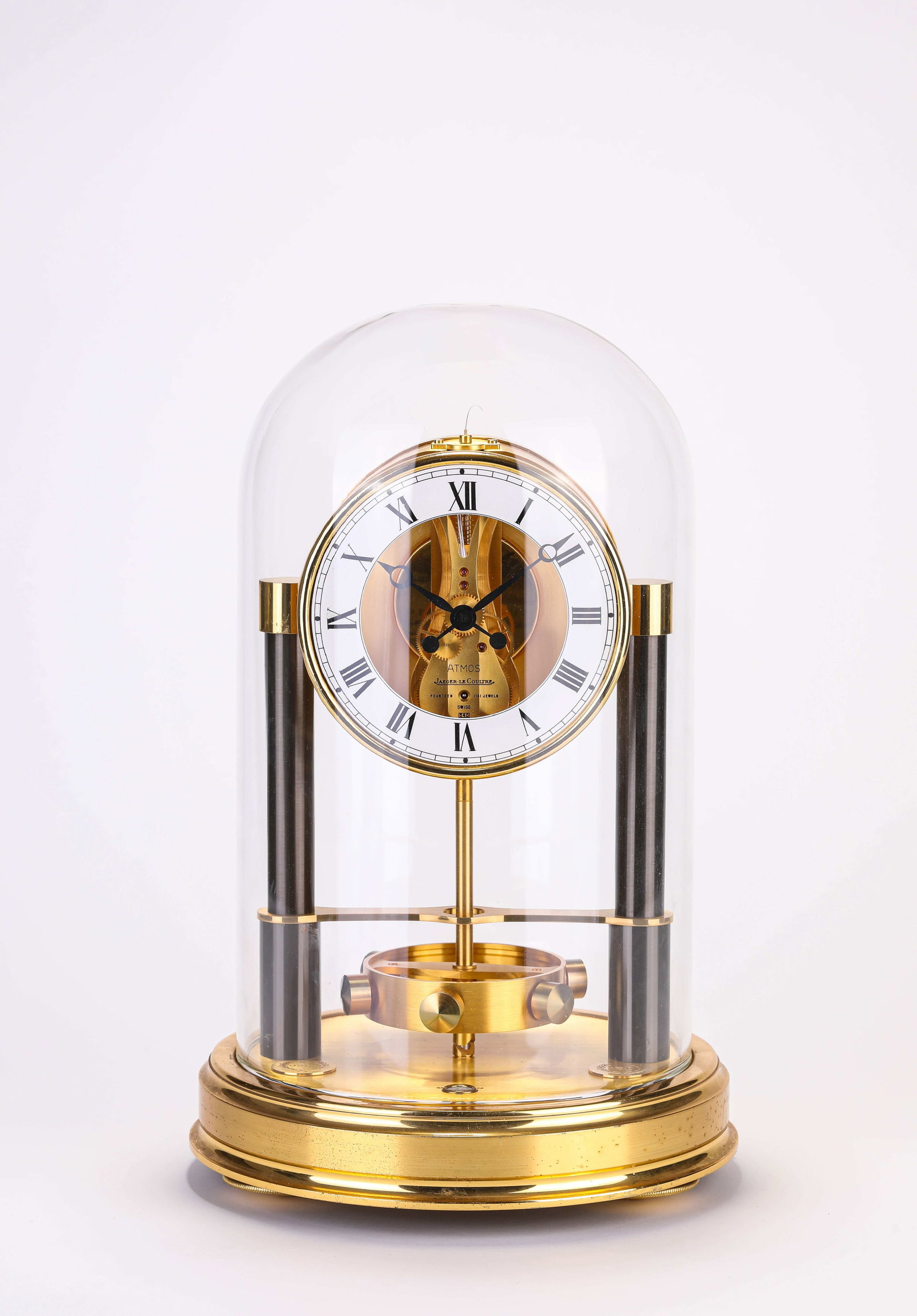 A Jaeger-LeCoultre 150th Anniversary Atmos Clock: Dimensions: Width: 20 cm x Height: 34.5 cm. All measurements are approximate.