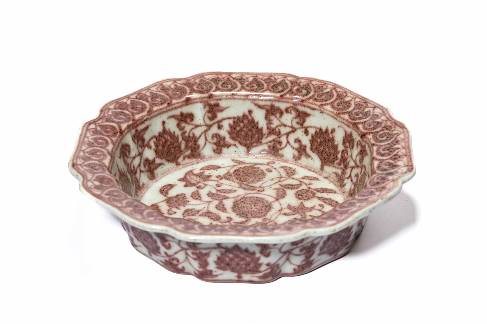 An Underglaze-Red 'Mallow-Form' Brush Washer: Dimensions: Width: 26.4 cm x Height: 6.4 cm. All measurements are approximate.