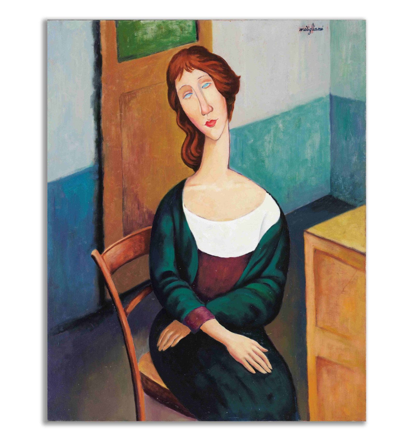 Amedeo Modigliani(1884-1920),ATTRIBUTED TO ,OIL ON CANVAS: AMEDEO MODIGLIANI(1884-1920),ATTRIBUTED TO ,OIL ON CANVAS Dimensions: Image size32 x25 1/2 inches. All measured values are approximate. Provenance and Authenticity: His paintings have undergone