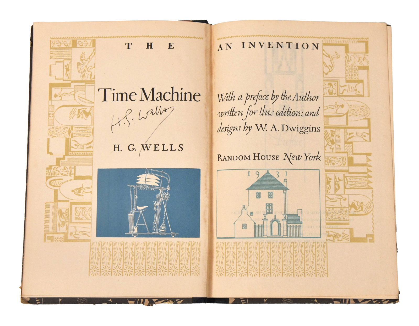 H. G. WELLS - Signed The Time Machine (Random House, 1931) - 2
