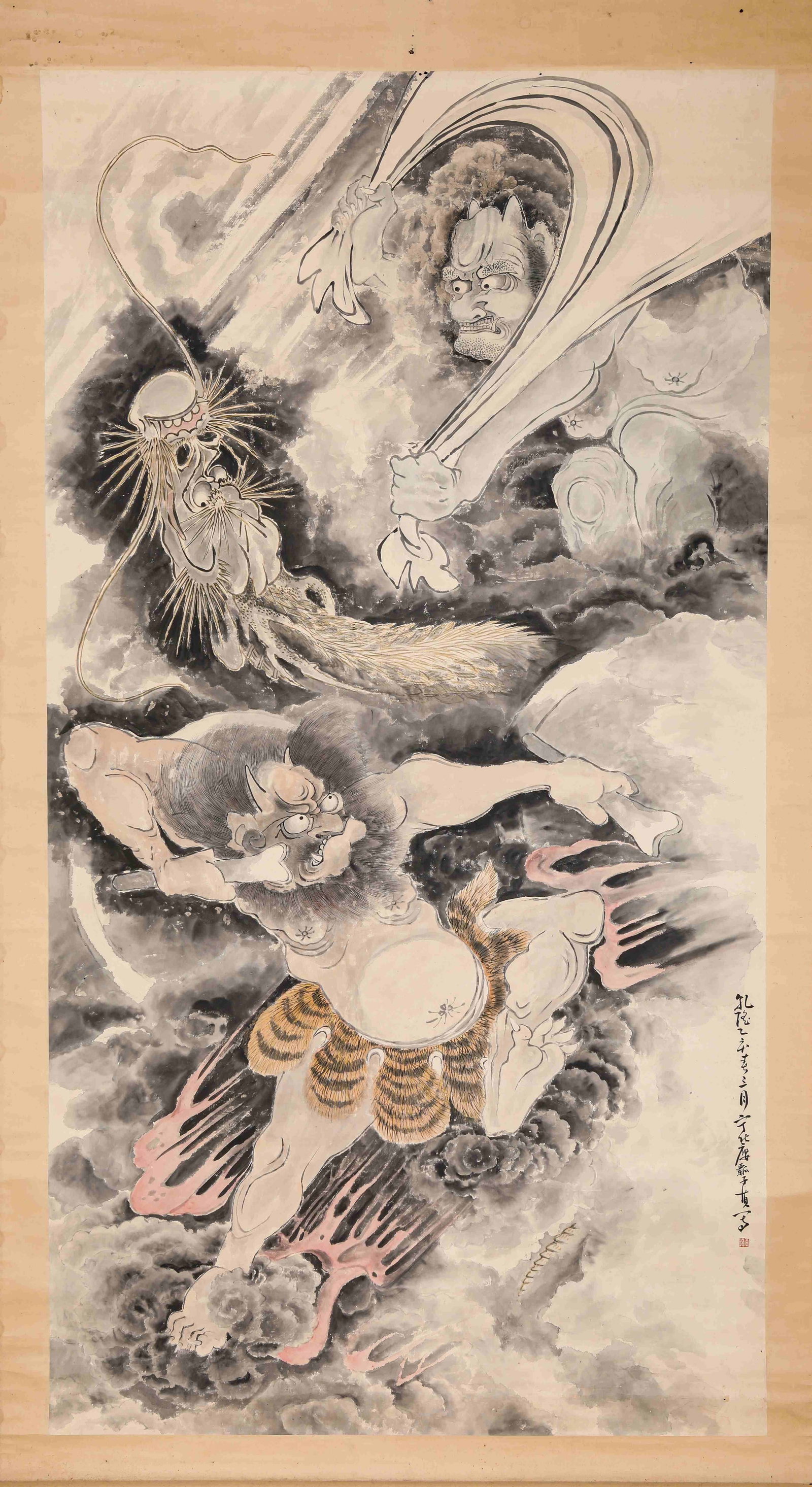 Huang Shen (1687-1772), attributed to, Wind God and Thunder God: Dimensions: Width: 95.5 cm x Height: 180 cm. All measurements are approximate.