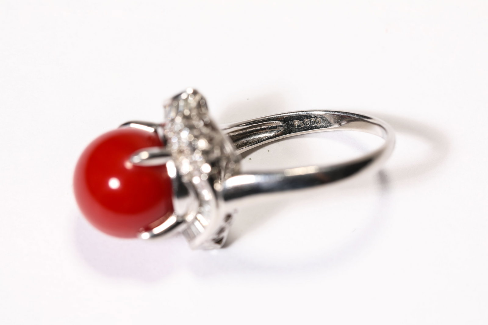 A Red Coral and Gold Ring - 2