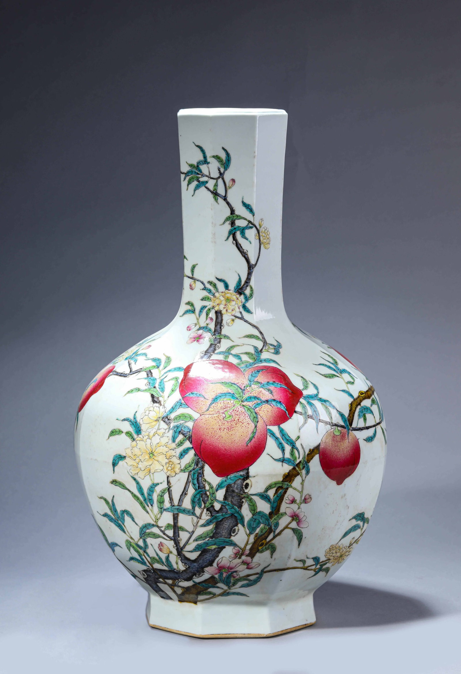 A 'Bat and Shou' 'Octagonal' Vase: Dimensions: Width: 36.1 cm x Height: 59 cm. All measurements are approximate.