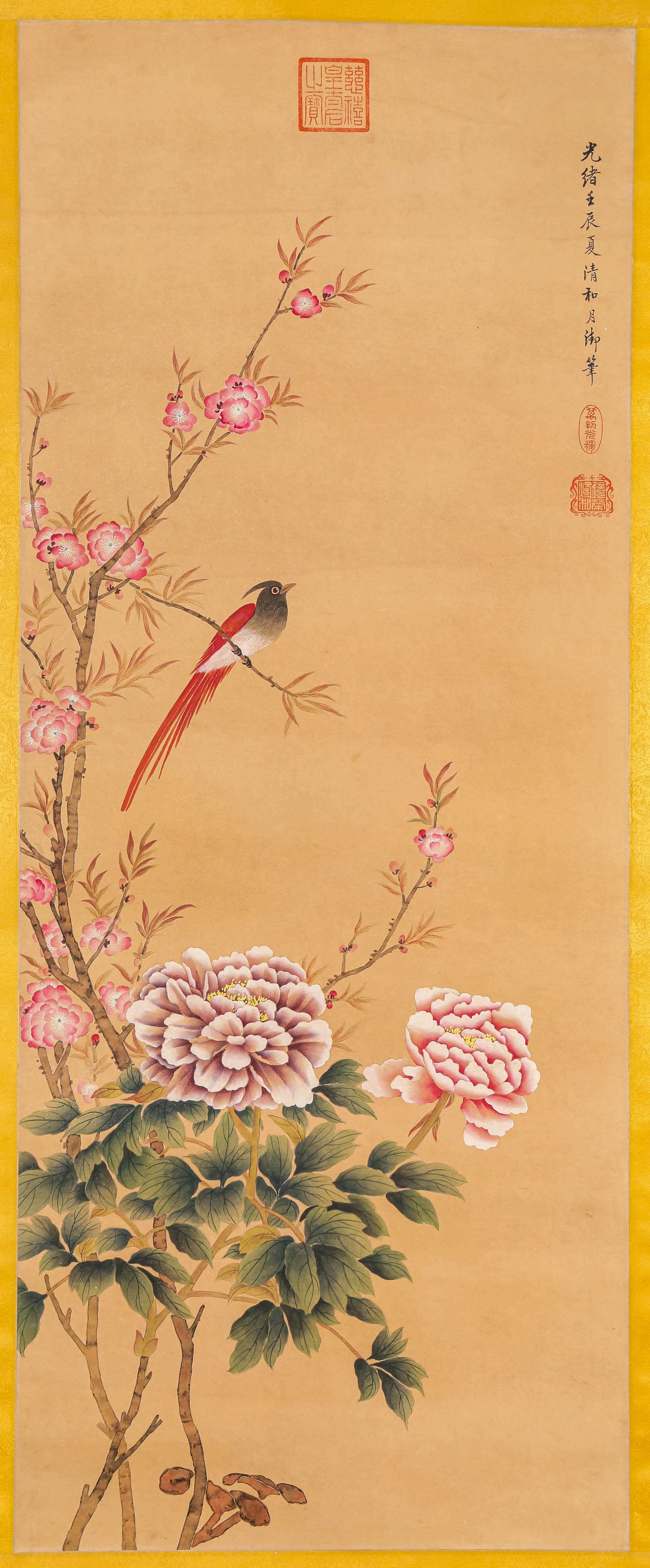 Empress Dowager Cixi (1835-1908), attributed to, Flower-and-Bird: Dimensions: Width: 53 cm x Height: 136 cm. All measurements are approximate.