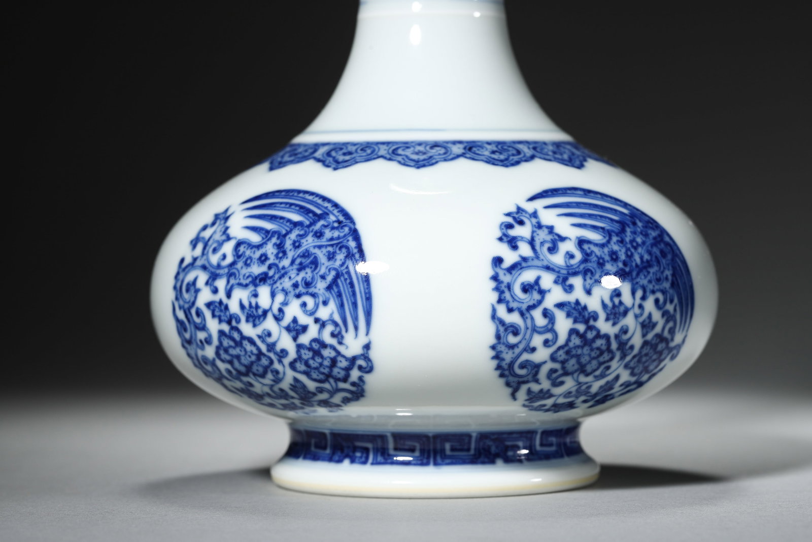 Blue and White Phoenix Neck Vase - 5