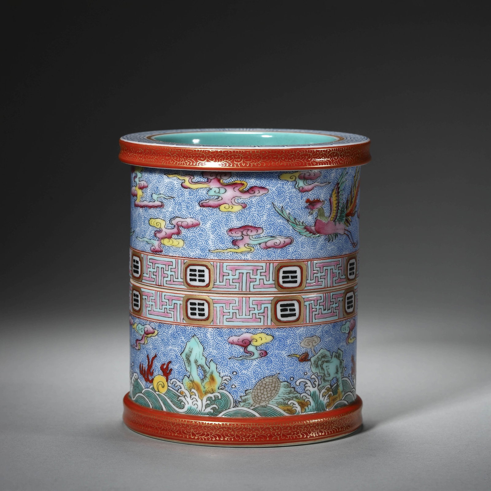 Yangcai Enamel Rotating Brushpot - 2