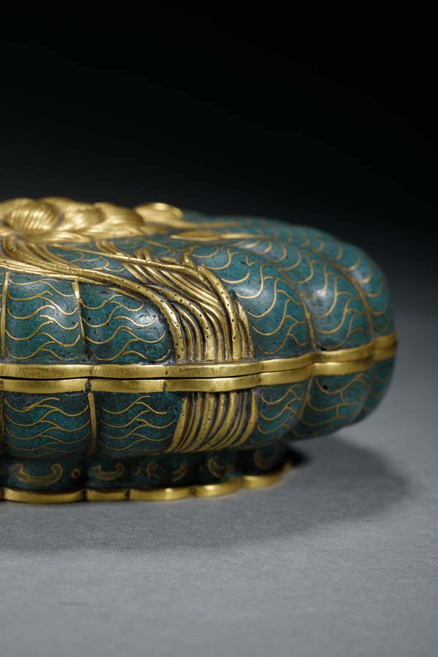 Cloisonne Enamel Melon-Shape Covered Box - 10