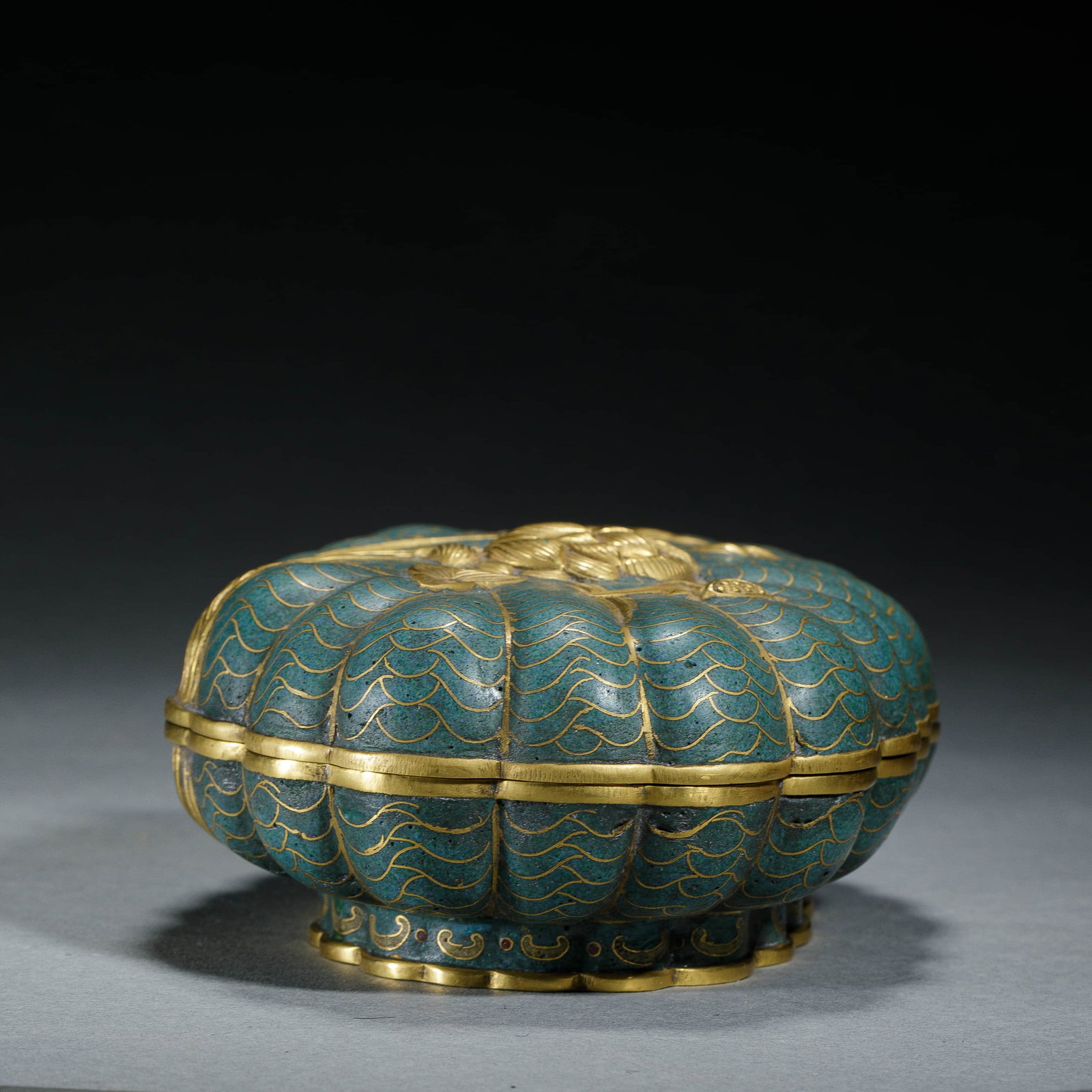 Cloisonne Enamel Melon-Shape Covered Box - 2