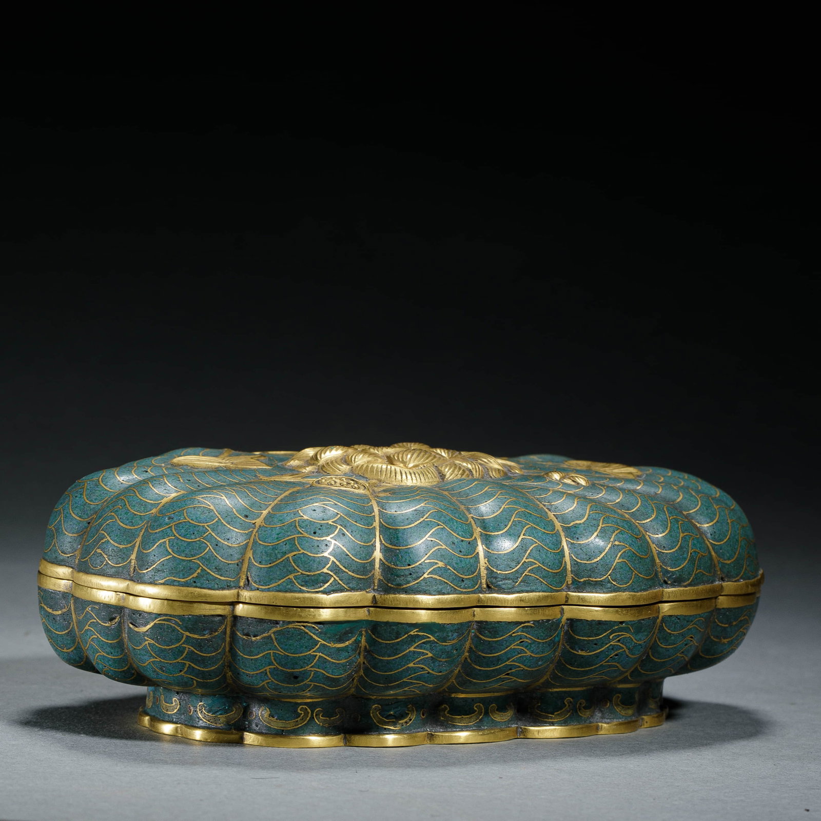 Cloisonne Enamel Melon-Shape Covered Box - 3
