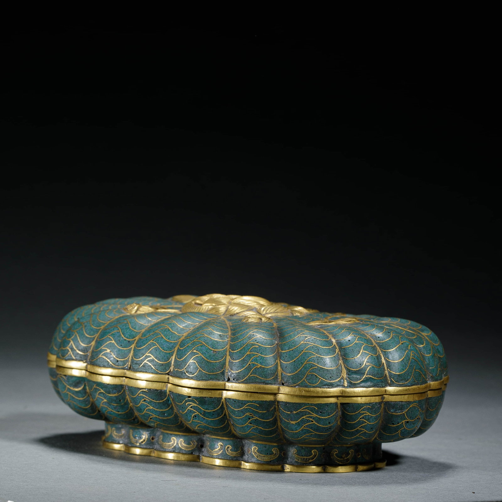 Cloisonne Enamel Melon-Shape Covered Box - 4