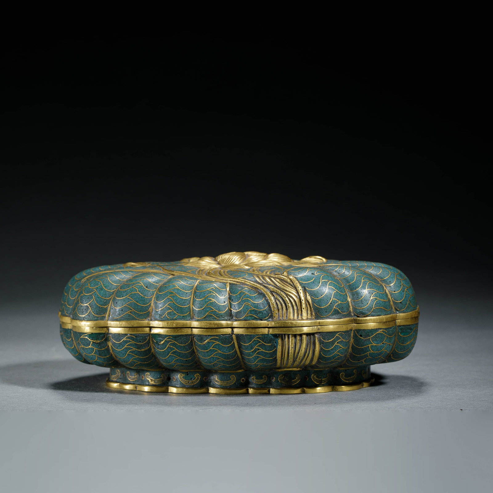 Cloisonne Enamel Melon-Shape Covered Box - 6