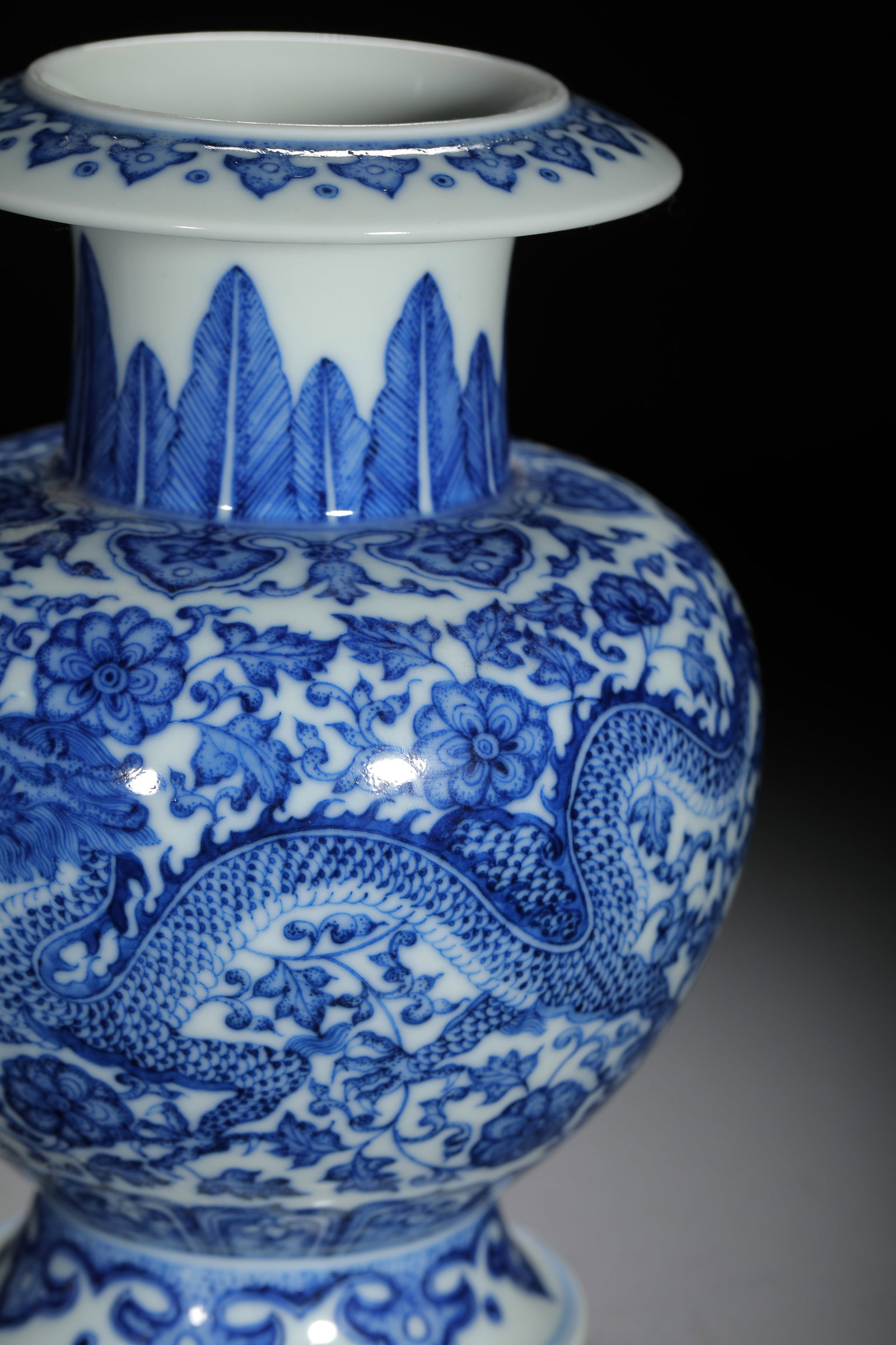 Blue and White Dragon Vase - 6