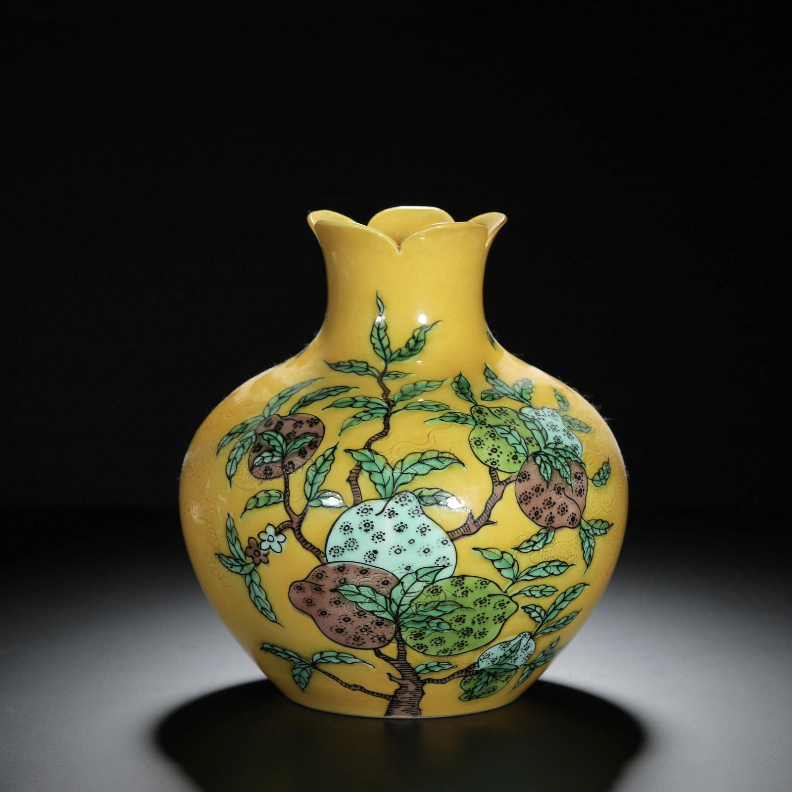 Yellow-Ground Peach Pomegranate Zun (1 of 11)