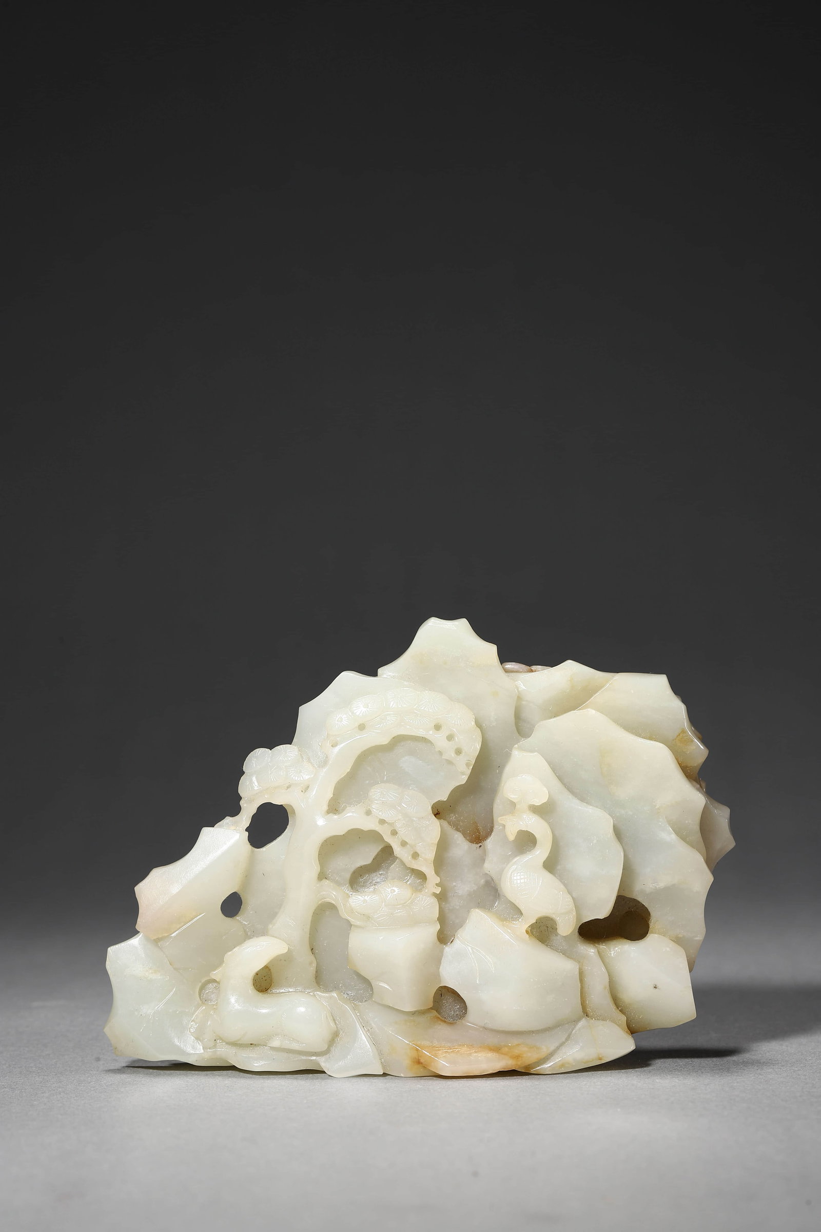 Carved Jade Crane And Pine Boulder - 2