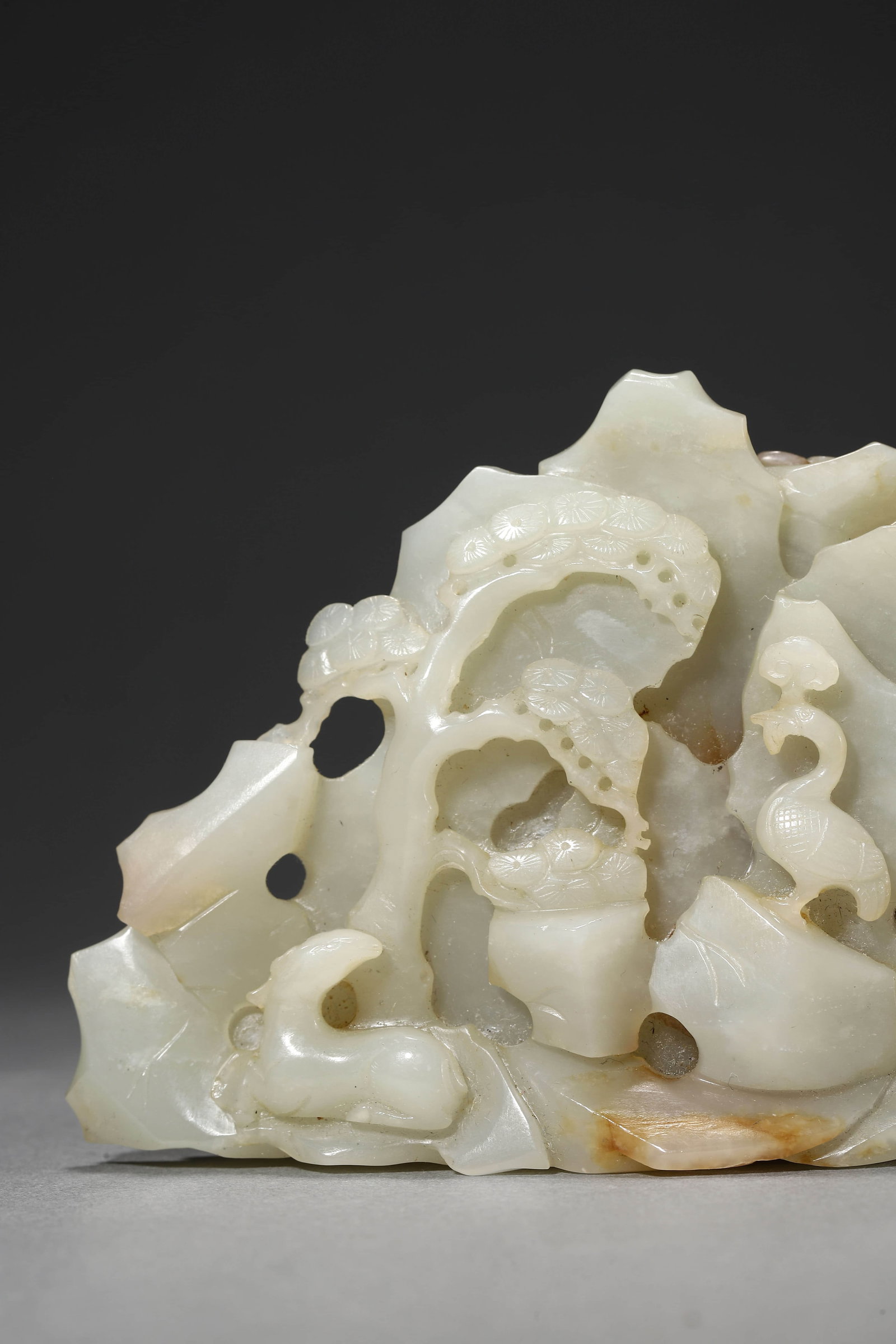 Carved Jade Crane And Pine Boulder - 3
