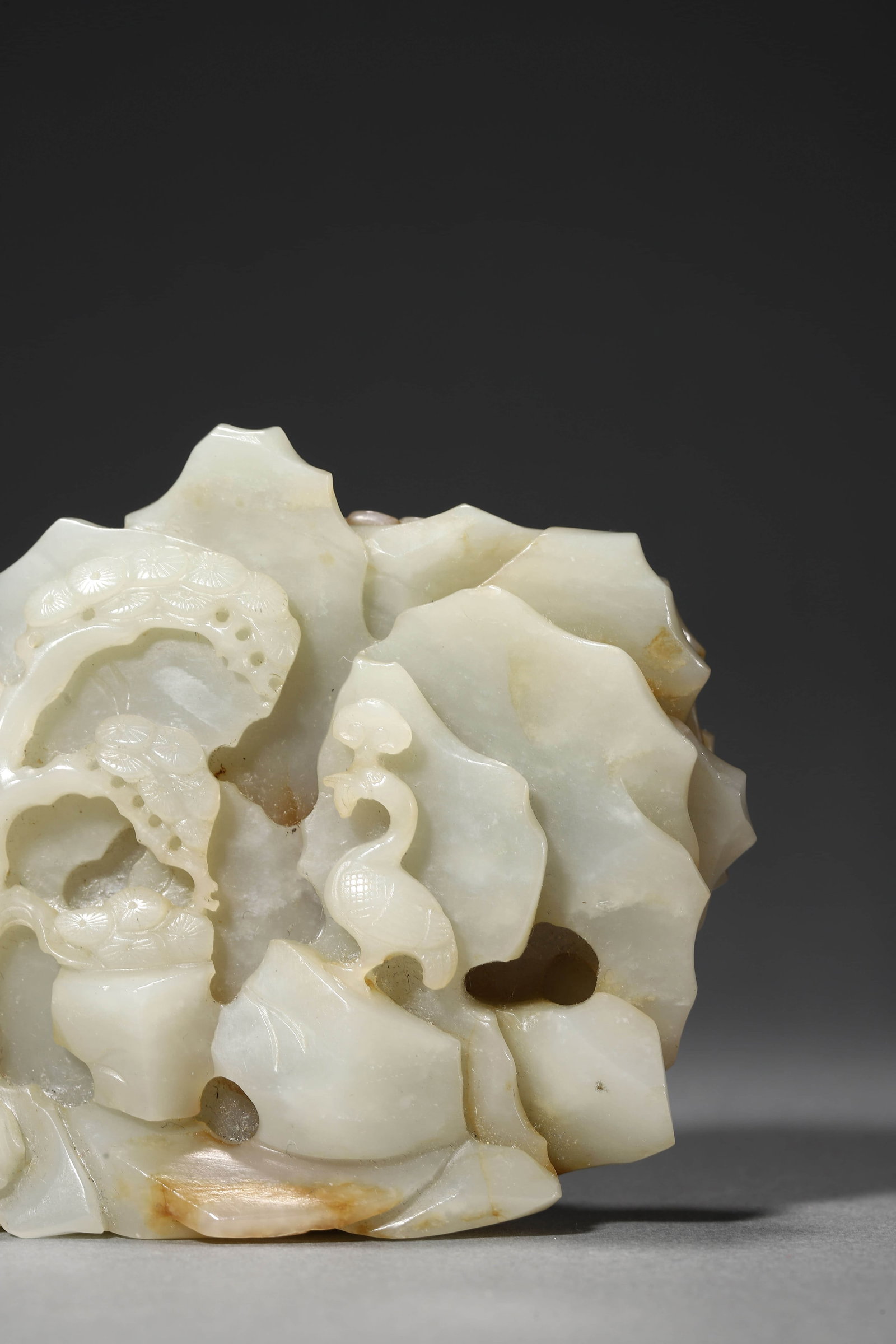 Carved Jade Crane And Pine Boulder - 4